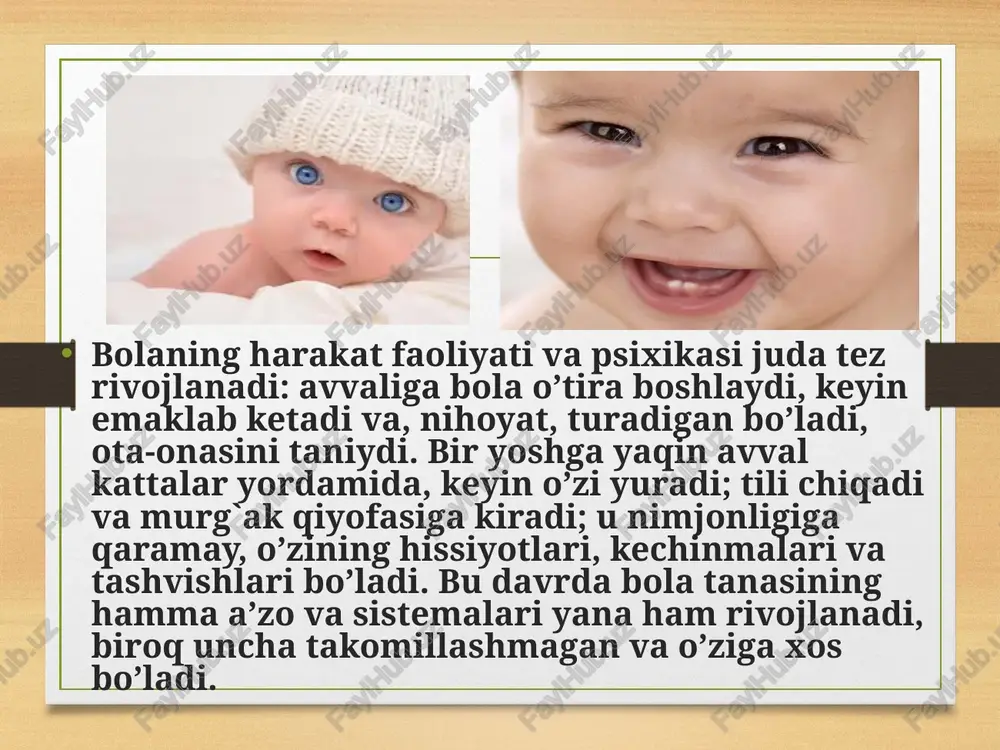 idrok qilish va unga javob berishga intilish, xususan qo’zg’atuvchiga javoban u yoki bu harakatni amalga oshirish murakkablashib boraveradi. bular uning aqliy imkoniyatlari darajasiga (tiyrakligiga, topqirligiga) bevosita bog’liq bo’lib, bola ulardan ta‘sirlanish natijasida narsalarga nigoh tashlaydi, uni ushlab olish uchun qo’l cho’zadi, unga emaklab boradi. ¥ g01 > colo » & g0z1 s00z08 € coors cosa: ee re