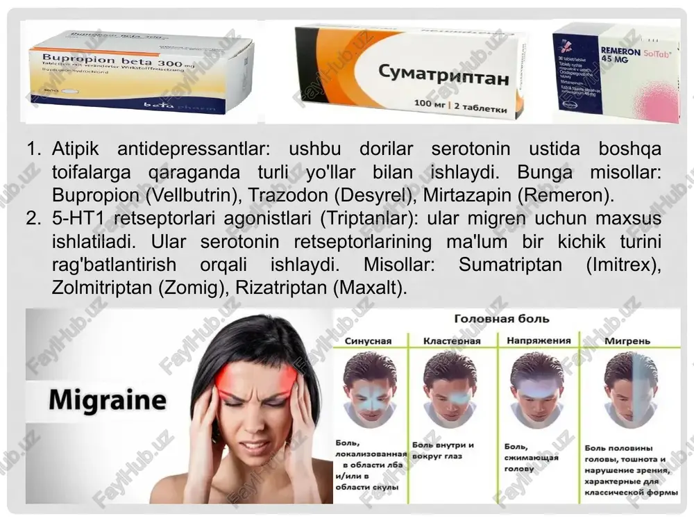 xavfli bo'lishi mumkin. foydalanilgan adabiyotlar https://en.m.wikipedia.org/wiki/serotonin https://ru.wikipedia.org/wiki/sedativnie_sredstva https://uz.medicinehelpful.com/17235812-bipolar-disorder-causes-symptoms-and-treatment vozdeystvuyut na serotoninovuyu sistemu mozga, povishaya uroven serotonina uchebniki po psixiatrii: poisk uchebnikov, posvyashennix bipolyarnomu affektivnomu rasstroystvu (bar), v kotorix budet informatsiya o farmakologicheskom lechenii manii. image2.png image3.jpeg image4.jpeg image5.jpeg image6.jpeg image7.jpeg image8.jpeg image9.jpeg image10.jpeg image11.jpeg image12.jpeg image13.jpeg image14.jpeg image15.jpeg image16.jpeg nh2 behjia@akcuh-ajicn sia) as cymatpuntan 100 wr 2 ra6nerkn ) remeron s070)" ° 45 mg migraine cunychas tonosuaa gonb knactephan | hanpakenna murpers bone shytph h bone nonosunet ronoeb1, rowhora h hapyuienne spenna, xapakrepheie ana knaccnueckoli dopa ceqatmbhbie npenapatbi wann | s tr ‘med bydome yeepenst> onocka aia mmmyhoxpomatotpachmueckoto ‘bbiabnehms!b mome henobeka i - beh30qma3emnmha - ‘ummynoxpom-beh3oama3emmh.-dxcnpece’ porasonrens: 000 mea-okcnpecc-amathocthka bapbutypatbi 30/inudem tagnetkh, nokpbitbie @ anenowwor o6onoveos, 10 mr is opin yr 2oragnevok maniya ‘maniyaning asosiy alomati kotariigan kayfyatdir. qoida tariqasida, bu kayfyat rmatlum bir dinamik ketma-ketikda o'sadi. bu quyidagi bosaichlarning ketma-ket zg oichiga la 1. kayflyat normal chegaralarda ko'tariladi: baxt, …