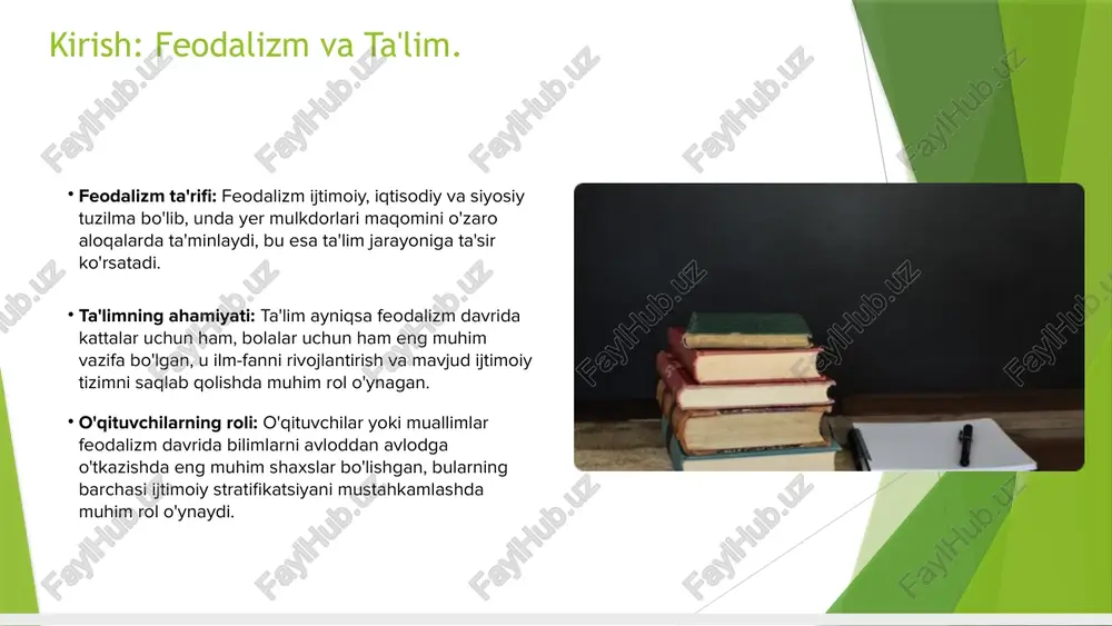 hamiyatga ega. feodalizm davrida ta'limning muammolari. ta'limga kirish imkoniyatlari feodalizm davrida ta'limga kirish imkoniyatlari ko'plab ijtimoiy qatlamlar o'rtasida farq qilgan, ko'pincha faqat ideologiya va diniy asoslar orqali chegaralangan. o'qituvchilarning qiyinchiliklari o'qituvchilar o'z vaqtida rivojlanmay qolgan tasavvurlar va me'yorlardan kelib chiqqan holda chegirmalar bilan muomala qilishlari kerak edi, bu ularning ta'lim jarayonidagi muvaffaqiyatlariga to'siq bo'lgan. ta'lim sifatining pasayishi ta'lim jarayonida o'zgarishlar demokratik huquqlardan_isr va_iyozni enggashtiradi, bu esa ta'lim sifatini pasaytiradi. feodalizm davrida ta'lim jarayonida ko'plab muammolar mavjud edi. ta'limga kirish imkoniyatlari, o'qituvchilarning qiyinchiliklari va ta'lim sifatining pasayishi dek farqlanishlar o'rniga qiyinchiliklarni keltirib chiqarardi. ushbu muammolarni hal qilish ta'lim tizimining rivojlanishi uchun zarur. xulosa: o'qituvchilarning pedagogik qobiliyatlari va ta'limning kelajagi o'qituvchilarning ahamiyati: o'qituvchilar ta'lim jarayonining markazida turib, har bir o'quvchining rivojlanishida ahamiyatli rol o'ynaydi, ularning bilim taqsimoti va madaniyatni saqlab qolishlariga yordam beradi. kelajakdagi ta'lim tendensiyalari: kelajakda ta'lim tendensiyalari texnologiyanın rivojlanishi, e-learning va o'quvchilarning o'z-o'zini mustaqil ta'lim olishiga qaratilgan ko'plab yangiliklar bilan …