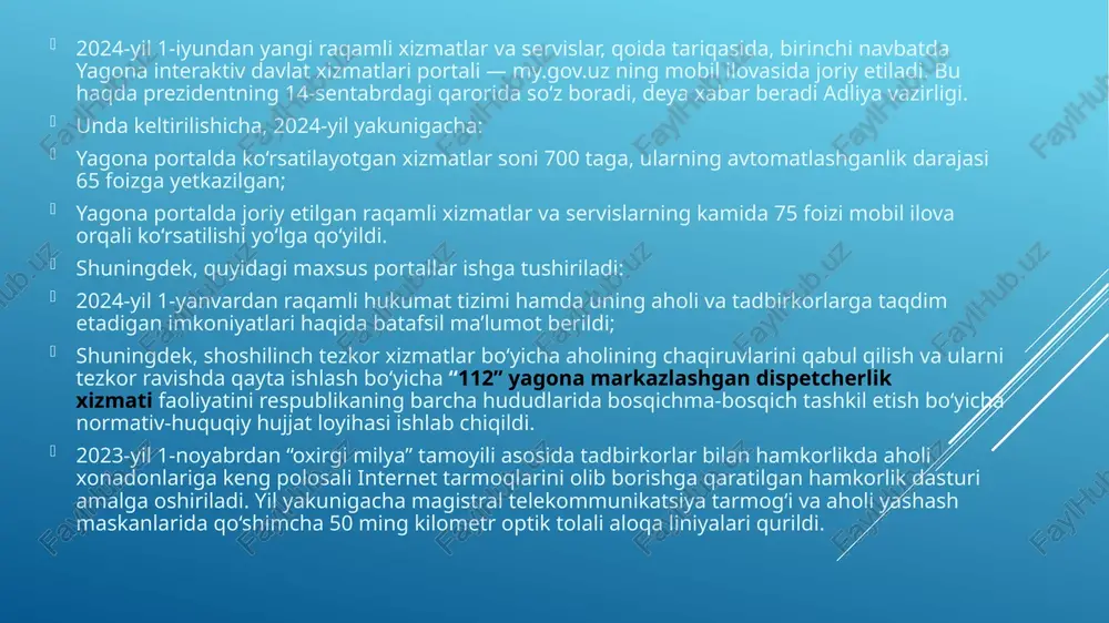 lumotnomalar ekologiya va geologiya e'lonlar taxtasi 15:47 of of mull aatll gd: x vv 3 umumiy mall... » umumiy ma'lumotlar | umumiy matumetar ii ta'lim mehnat faoliyati ko'chmas mulk avtotransport moliya sharhlarim @ umumiy ma'lumotlar bo'riyeva sarvinoz o'tkir qizi tug'ilgan sanasi 2005-10-13 telefon raqami 998991361815 15:47 0! af mull will ged ® umumiy ma'lumotlar f.lo. bo'riyeva sarvinoz o'tkir qizi tug'ilgan sanasi 2005-10-13 telefon raqami 998991361815 pasport (id karta) ma'lumotlari ijshshir 61310056210021 berilgan sanasi amal gilish muddati pasport (id karta) seriyasi va raqami ad1093083 xoriiaa chiaish pasporti a © » xabarnomalar xabarnomalar hujjatlar muddatlari ramazon hayiti muborak! ) sizga fayzli damlar, oilangizga esa farovonlik va xotirjamlik tilaymiz! 2025-03-30 10:09:16 vatan himoyachilari kuni muborak j* bugun vatan tinchligi va osoyishtaligi posbonlariga hurmat izhor gilamiz. @ himoyachi bo‘lish — bu katta sharaf! mygov... 2025-01-14 1:58:28 my.gov.uz a © » mening arizalarim barcha fanlardan (tegishli umumta’lim va maxsus fanlardan) bilish darajasini aniqlash va milliy …