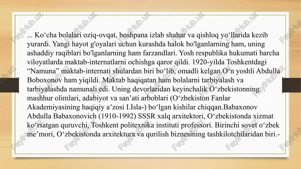 buzib tashlangan. shohimardondagi yodgorlik majmuasida hamza nomidagi muzey ham bor. ulugʻbek memorial muzeyi ( oʻzbekcha: mirzo ulugʻbek muzeyi ) — oʻrta asrlardagi mashhur oʻrta osiyo davlat arbobi, matematik, astronom va shoir — mirzo ulugʻbek va mintaqaning tarixiy astronomiyasiga bagʻishlangan muzey. samarqand shahrida (oʻzbekiston), ulugʻbek rasadxonasi roʻparasida joylashgan. muzeyning oʻng tomonida, pastda (muzeyning oʻzi va rasadxona kichik tepalikda joylashgan) yulduzli osmon tasvirlangan stela fonida ulugʻbek haykali oʻrnatilgan. 1964 yilda o‘zbekistonga sh.r.rashidov rahbarlik qilgan davrda ochilgan. loyiha muallifi arxitektor a.boboxonov. 2010-yilda ulug‘bek rasadxonasi, muzey va yaqin atrofdagi tarixiy hududlarda keng ko‘lamli kapital rekonstruksiya va rekonstruksiya ishlari amalga oshirildi. muzeyda mirzo ulug‘bekning hayoti, ijodi va ilmiy hayoti, o‘sha davr astronomiya va matematikasi haqida hikoya qilinadi. muzeyda tarixiy astronomik va matematika buyumlari va asboblari, tarixiy kitoblar va qoʻlyozmalar, rasadxona va uning atrofidagi hududlar xarobalari, jumladan, afrosiyobdan topilgan eksponatlar, samarqand va oʻzbekistonning boshqa baʼzi shaharlari meʼmoriy yodgorliklarining qisqartirilgan maketlari, shu jumladan, o. buxoro va shahrisabzning …