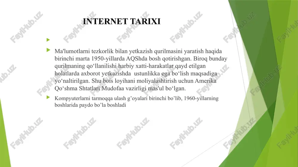 borot maydonida mutlaq hukmronlik qilishayapti. mavzuni mustahkamlash uchun savollar: 1.internetning paydo bo’lishi tarixi haqida nimalarni bilasiz? 2.bugungi kunda internet imkoniyatlari qanday? 3.axborot texnologiyalarining rivojlanish tarixi ? image1.jpeg image2.jpeg image3.jpg biucrecs “mow 20 lo o@z sz _t ‘e envotam aalabpi noh2sv© lanyalni vonolsiisaz.o awsayovv gam nado ‘yp6ann3anna kapaéan emaap ypracuyarn y3sapo mys10kot enron axoopot tapkatyban paqmokana- aap jaoqa6ann tantanasap xopaxniit tenekanasiap “ommabhiu majahmst” hh tapkatyb4uh mahba ba bochtajiap hutepuer ba yuaare typan wathmohil tapmokiap typan bupryaa (kommpiorep) yiimnnap tuxopar makcaqhaa alipam 4et 9.1 ba xycycnii cryqusaaapya oumhran aibmaaap capusca3 (enrhi-ennh, tymtapok) capak martoyor ‘yan anoka tereonsap kymiekiap /docprops/thumbnail.jpeg ‘1-mavzu. mediasavodxonlik va axborot madaniyati fanining maqsadi va vazifalari hamda uni rivojlanish evolyutsiyasi