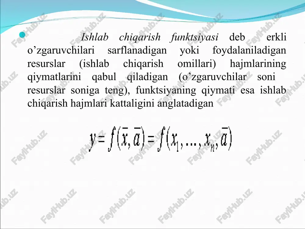 bo’lsa, u holda uni yo’qotish uchun qatorning berilgan darajalarini ikkinchi tartibli ayirmaga almashtirish mumkin. bo’lsin. u holda ikkinchi tartibli ayirmani aniqlaymiz: korrelyatsion-regression tahlilda qandaydir omilni natijaga va modelga kiritilgan boshqa omillarga ta’sirini hisobga olish imkoniyati bo’lsa, uning ta’sirini yo’qotish mumkin. bu usul, vaqt omilini bog’liq bo’lmagan omil sifatida modelga kiritish orqali tendentsiyani hisobga olish mumkin bo’lgan hollarda vaqtli qatorlarni taxlil qilishda keng qo’llaniladi. regressiya modeliga vaqt omilini kiritish usuli vaqt omili kiritilgan ushbu bunday modellarning “trenddan chetlanish” va “ketma-ket ayirmalar” usullariga nisbatan afzalliklari shundan iboratki, ular berilgan ma’lumotlarni barchasini hisobga olish imkonini beradi, chunki yt va xt larning qiymatlari berilgan vaqtli qatorlar darajalarini tashkil etadi. regressiya tenglamasi parametrlarining qiymatlarini hisoblash uchun oddiy ekkudan foydalanamiz. normal tenglamalar sistemasi quyidagi ko’rinishga ega: t t t x b a y e + × + = t t x y × + - = 92 , 0 05 , 2 ˆ , 982 , …