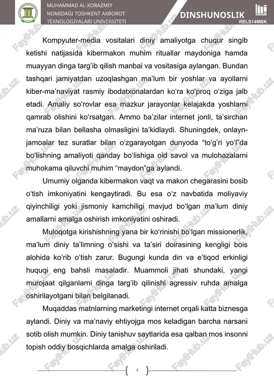 ng ishtiroki jalb etadi. yuqorida ko‘rib o‘tilgan jarayonlar internet bugungi kundalik turmushimizga qay darajada chuqur singib borganini namoyon qilmoqda. tobora kuchayib borayotgan globallashuv jarayonida ma’lumotning mazmuni va strategiyasini tahlil qilish muhim. chunki, bunday xurujlar yoshlarning ma’naviy-axloqiy, psixologik dunyoqarashini, siyosiy nuqtai-nazari va e’tiqodini maqsadli ravishda o‘zgartirishga qaratilganligi hech kimga sir emas. axborot xurujlari va kiber tahdidlardan himoyalanish, o‘z navbatida, ularga qarshi kurashish uchun har bir kishi hushyor va ogoh bo‘lishi, axborotni tahlil qila bilishi lozimligini davrning o‘zi talab etadi. axborotlar oqimidan foydalanish bo‘yicha yoshlarda sog’lom immunitetni hosil qilish, ijobiy tomonlarini o‘rgatish bilan birga, salbiy oqibatlaridan xabardor etish muhim. 11.2 axborot urushi va uning mazmuni insonlararo o‘zaro munosabatlardagi har qanday ziddiyat – bu, axborotlar ziddiyatidir. axborot har qanday qaror qabul qilish uchun eng muhim unsur bo‘lib, u nafaqat, to‘qnashuv paytida optimal xatti-harakatlarni amalga oshirish, balki, maqsadga yo‘nalgan faoliyatni boshqarish imkonini beradi. tizim mavjudligi va barbod bo‘lishini belgilovchi omillaridan biri hisoblanadi. qadim davrlardan …