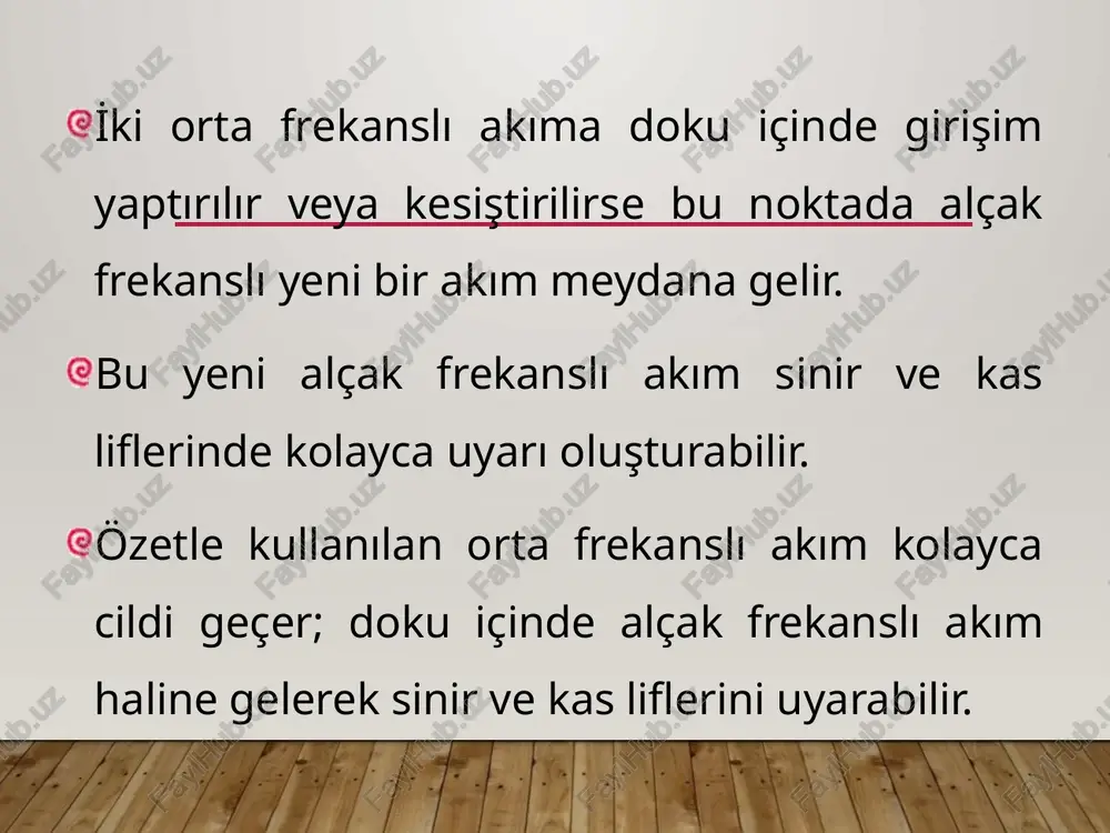 deki akım genliği %50 -%100 arasında değişebilir, ikinci devre sabit değerde ayarlanmıştır (%75 gibi). bu durum akımın iki hattı arasında ileri-geri taramaya olanak sağlar. akımın sirküler şekliyle dört yapraklı yonca şekli yer değiştirir. heksi̇polar (stereodi̇nami̇k) uygulama: 6 elektrot ile 3 akımın girişimi sağlanır. enterferans aletine başka bir devre veya çıkış jeneratörü eklenir. üç sinüzoidal akımın 3 boyutlu etkisi sağlandığı için bu ismi alır. bunun için ‘’y’’ şeklinde 2 ped elektrot ya da vakum aplikatör olan 3 çift elektrot gereklidir. bipolar, quadripolar, vektör taramalı quadripolar ve stereodinamik metodların oluşturduğu ve dağıttıkları enterferansiyel akımlar, onların devre jeneratör sayısı ve elektrot gereksinimleri. uygulama tekniğini seçerken; bipolar teknik  yüzeyel dokular için quadripolar teknik  daha derin dokular için kli̇ni̇k uygulamada kullanilan elektrotlar geleneksel uygulama: 2 kanaldan sağlanan 4 ayrı elektrot 4 kutuplu tek elektrot “y” şeklinde iç kutup içeren iki elektrot 2 kutuplu 2 elektrot elektrot yerleşimi: tedavi edilen bölge/dokunun üzerinde hastanın akımı …