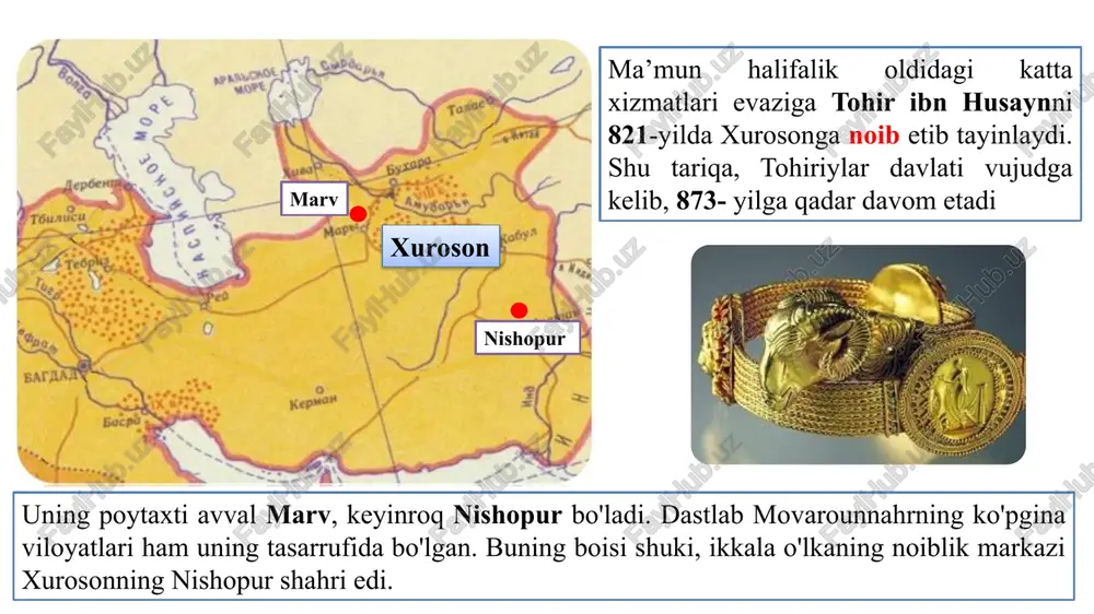 ini qiyinchiliksiz yengib, (992-996 va 999-yillarda) buxoroni egallaydi. somoniylar sulolasining so'nggi vakili ismoil al-muntasir (1000-1005) hukmronligi barham topdi. oqibatda butun movarounnahr hududlari qoraxoniylar tasarrufiga o‘tadi. hasan va nasr bug'roxon xoqon bosh vazir devoni eloqxonlar devonu mushrifiy devoni mustavfiy devoni barid devoni amid devoni ushrot devoni vaqf voley bek ulug` hojib munshiy bitikchi qushchi oshchi og`ichi tavochi saljuqiylarning so'nggi podshohi sulton sanjar qoraxoniylarning movarounnahrdagi hukmdori arslonxonning zaiflashib qolganligidan va mahalliy ruhoniylar fitnasidan foydalanib, samarqand va uning atroflarini bosib oladi. shundan so'ng, qoraxoniylar sulolasiga mansub mahalliy xonlar amalda sulton sanjarga tobe bo'lib qoladilar. faqatgina 1211-yilga kelib, ya’ni so'nggi xorazmshoh alouddin muhammad (1200-1220) davrida qoraxoniylarning movarounnahrdagi rasmiy boshqaruviga butunlay barham beriladi. dehqon mulkchiligini tugatib, bu mulklarni davlat tasarrufiga oldi “iqto‘” va iqtodorlik munosabatlari yanada chuqur ildiz otadi turkiy tilning iste’mol doirasi to'xtovsiz kengayib bordi. image1.png image2.jpeg image3.jpeg image4.jpeg image5.jpeg image6.jpeg image7.jpeg image8.jpeg image9.png image10.jpeg image11.jpeg image12.jpeg image13.jpeg image14.jpeg image15.jpeg image16.jpeg image17.jpeg image18.jpeg image19.png …