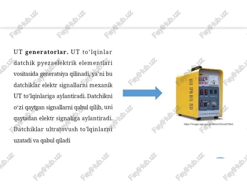 man qayerda bo'lmasin, gazlar turlicha exografik fenomen hosil qiladi uzi nima? ultratovush tekshiruvi jarayonida yugori chastotali tovush to’lginlari bachadonga yuboriladi. boladan qaytgan tovushlar va aks sado kompyuter tomonidan tarjima qilinib ekranda bolaning joylashishi va harakatlari namoyon bo'ladi, suyak kabi qattiq jismlar ko’ prog to'lqin gaytargani sababli og rangda ko’rinadi, yamshogrog jismlar esa kulrang va ola tusda bo'ladi, bolani o’rab turgan suvlar kabi suyugliklar aks sado gaytarmaydi va qora rangda ko’rinadi, mana shu uch rang orasidagi kontrast orgali shifokor-mutaxassis ko'rinishlarni taxlil qiladi. ko'pgina ota-onalar ultratovush tekshiruvini intiglik bilan kutadilar, chunki bu ularga bo’lajak farzandlari bilan ilk tanishuv imkonini beradi. ultratovush qurilmasining tarkibiy qismlari: isuay leo), 1.monitor. rransoucen a | d saita 2. generator rast geen - 3. qabul qiluvchi qurilmasi. ga 7 4, datchik. 5. printer. ee 6. kabel. "romce 7. ulanish manbasi mpciageapgongl ter beeps qurilmani boshqa joyga ko'chirish va o'rnatish uchun: ‘manbani o‘chiring va periferik mexanizmni ulang. sistemani qo'lgop …