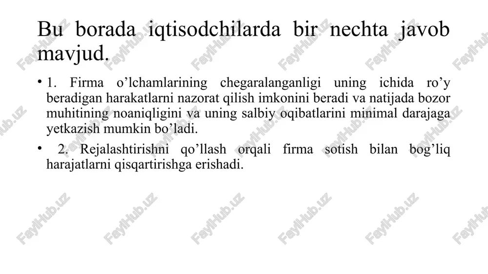 orasidagi farqlar |: 2.1 — chizma. korxona rejasining tarkibiy qismlari.” 1. nima qilish kerak? 5 moliyaviy 1 2. korxona holatint korxona | ee rer aziyatnt) banolash rejasi cerishish vostalari ‘ tashqi makro va mikro « investistyalar rmuxit tablili 2 3 « inovatsiyalar + ichki holat va + menejment imkoniyatlar marketing 3. rivojlanish ishlab chiqarish kerak: yo'nalishlari ‘nima ishlab chiqarish kerak? t+! (istalgan holat) (mahsulotlar, xizmatlar) | __grigantow) j ¢ magsadlar va vazifalar > « asosiy ko'rsatkichlar ‘qancha ishlab chigarish kerak? $ seas ke'rs [7] gshtab chiqarish o'tchoviy (qanday ishlab chiqarish kerak? by cnika, texnologiya, tashkil etish, resurslar) loyiha daromadligi? cm (goyda, mablag'larning imlar ucbun planish muddati [} ishiad chiqarish kerak? a8 a (ste'molchilar) 2.1 — jadval ichki rejalashtirishning asosiy tamoyillari rejalashtirish . nari mazmuni tamoyillari har bir sohada rejalardan majburiy tarzda foydalanish| zaruriylik |faoliyat samaradorligi asosi hisoblanadi. harakat qilishdan| lavval nima istashi va bajarilishini bilish lozim. rejalashtirish jarayoni muntazam ravishda …