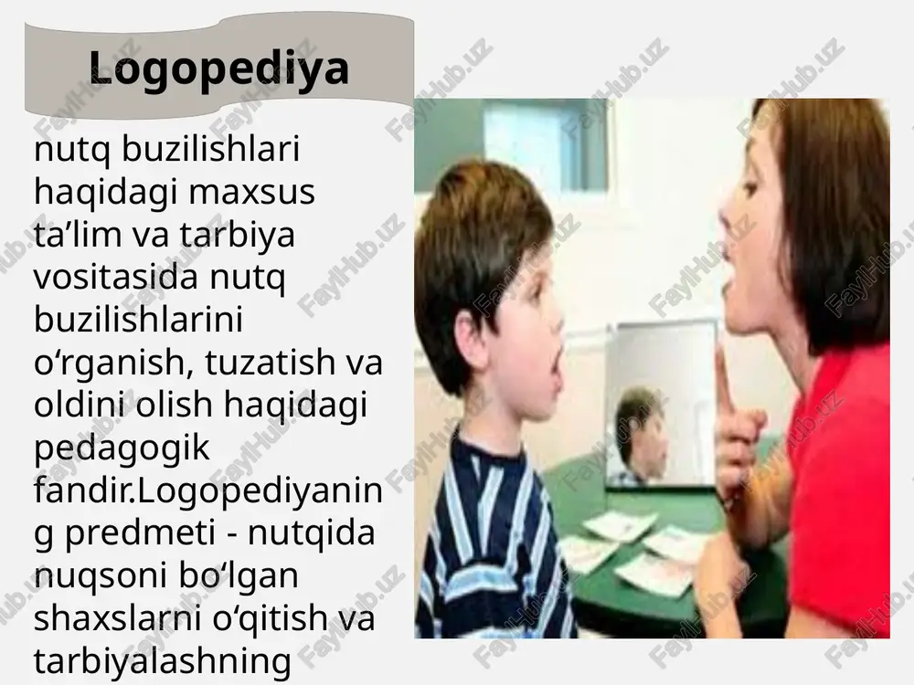 angsiz, sirg‘aluvchi va shovqinli tovushlarni ajrata olmaydilar. bu qiyin­chi­liklar natijasida tovushlarning to`g`ri talaffuzi uzoq vaqtga cho‘zilib ketadi. shu bilan birga, tovushlar talaffuzidagi kamchiliklar, ayniqsa tovushlarni almashtirish hollari, o`z navbatida, fonematik eshituvning shakllanishining qiyinlash­tiradi va kelgusida nutqning umumiy rivojlanmaganligiga va o‘qish-yozishda buzilishlar bo‘lishiga sabab bo‘ladi. dislaliya artikulyatsion apparat a’zolarining (til, lab, pastki jag`) harakatchanligidagi kamchiliklar natijasida ham sodir bo`ladi. bu hol bolaning tilni kerakli holatda ushlab tura olmasligi yoki bir harakatdan ikkinchi harakatga tez o`ta olmasligida namoyon bo`ladi. dislaliya turlari va uning namoyon bo`lishi dislaliya turlari. tovushlarni noto`g`ri talaffuz etish ona tilida hamma tovushlarda uchratish mumkin. tovushlar talaffuzining buzilishi asosan artikulyatsion jihatdan talaffuz qilish qiyin bo‘lgan: sonor (r, l), sirg‘aluvchi (s, z,) va shovqinli (sh, j, ch), til orqa (k, g) tovushlarida uchraydi. buzilgan tovushlarning soniga qarab dislaliya yana oddiy va murakkab turlarga bo‘linadi. agarda to‘rtta tovush talaffuzida kamchilik bo‘lsa-oddiy dislaliya, agar beshta va undan ortiq tovush talaffuzida kamchilik bo`lsa, bu-murakkab …