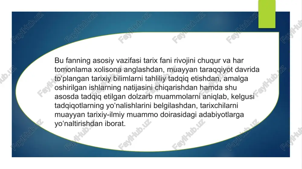 t. 2, t., 1977), mustamlakat totalitar tuzum sharoitida oʻzbekiston tarix fani sohasida xizmat qilgan tarixchilarning hayoti va faoliyati (alimova d. a., rashidova d., mahmudxoʻja behbudiy va uning tarixiy tafakkuri, t., 1999; germanov v. a., istoriki turkestana v usloviyax politicheskogo terrora 20—30x godov, t., 2000; germanov v. a, professor pulat saliyev i yego vremya, t., 2002) asarlarda aks ettirildi; xotinqizlar muammosi tarixshunosligi [alimova d. a., jenskiy vopros v sredney azii: istoriya izucheniya i sovremennie problemoʻ (20—80e gg.), t., 1991]; milliy ozodlik harakatlari, ularning xorijda oʻrganilishi (ziyayeva d. h., turkistonda milliy ozodlik harakati, t., 2000) asarlarda oʻz ifodasini topdi. tarixshunoslik boʻlimi tomonidan oʻtkazish anʼanaviy boʻlib qolgan „tarixshunoslik oʻqishlari“ oʻzbekiston tarix fani sohasida amalga oshirilayotgan ishlarni sarhisob qilib boradi. oʻzbekistonda tarixshunoslik fani ilmiy maktablariga b. v. lunin, g.i.jeltova, f.h.qosimov, r. rajapova, d.a. alimova kabi olimlar tomonidan asos solindi. tarixshunoslik fani doirasida oʻtkaziladigan tadqiqotlar mustaqillik yillarida ancha kengaydi. 5 ta doktorlik, 20 dan ortiq …
