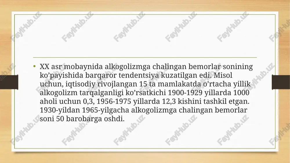 aif va oʻta xudbin kishilar beriluvchan boʻladi. yoshlar tarbiyasidagi nuqson va kamchiliklar, giyohvand moddalarni isteʼmol qilib yuruvchi katta yoshdagilarga taklid va havas, oiladagi noxush sharoit (ota-onaning ichkilikboz yoki giyohvand boʻlishi) hamda giyohvand moddalarning oson topilishi yoki qoʻl ostida boʻlishi ham g.ka sabab boʻlishi mumkin. g.ka mubtalo boʻlganlarda xastalik borgan sari kuchaya borib, odatda, kutilmagan yomon oqibatlarga olib keladi. g. eyforiyasida, yaʼni kayfi chogʻlikda 2 bosqich kuzatiladi: qisqa muddatli —1-5 daqiqa davom etadigan oʻtkir hissiyotli bosqich (haqiqiy eyforiya) va uzoq (1—3 soat) choʻziladigan boʻshashish, tinchlanish davri. bu bosqichlarning qisqa yoki uzoq boʻlishi qanday giyohvand modda qabul qilinganiga va miqdoriga bogʻliq. g.ning hamma turi ham oʻz rivojida giyohvand moddalarga oʻrganib qolish yoʻli bilan g. sindromining shakllanishiga olib keladi. bu sindromning rivojlanishida ham 3 bosqich farqlanadi: 1) giyohvand moddaga nisbatan organizm reaktivligining oʻzgarishi va ruhiy bogʻlanishning paydo boʻlishi; 2) xumor (abstinent) sindromi koʻrinishida jismoniy bogʻlanishning yuzaga kelishi; 3) organizm barcha sistemalarining zaiflashishi (tolerantlikning …