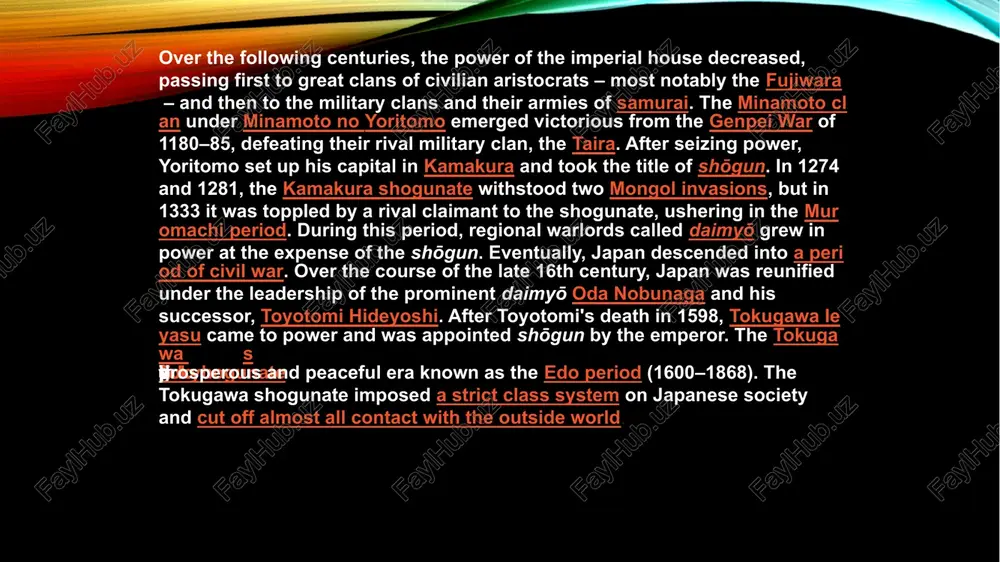19] the expansion of the yayoi appears to have brought about a fusion with the indigenous jōmon, resulting in a small admixture genetically.[20] a yayoi period bronze bell (dōtaku) of the 3rd century ce the yayoi technologies originated on the asian mainland. there is debate among scholars as to what extent their spread was accomplished by means of migration or simply a diffusion of ideas, or a combination of both. the migration theory is supported by genetic and linguistic studies.[15] historian hanihara kazurō has suggested that the annual immigrant influx from the continent range from 350 to 3,000.[21] the population of japan began to increase rapidly, perhaps with a 10-fold rise over the jōmon. calculations of the population size have varied from 1 to 4 million by the end of the yayoi.[22] skeletal remains from the late jōmon period reveal a deterioration in already poor standards of health and nutrition, …