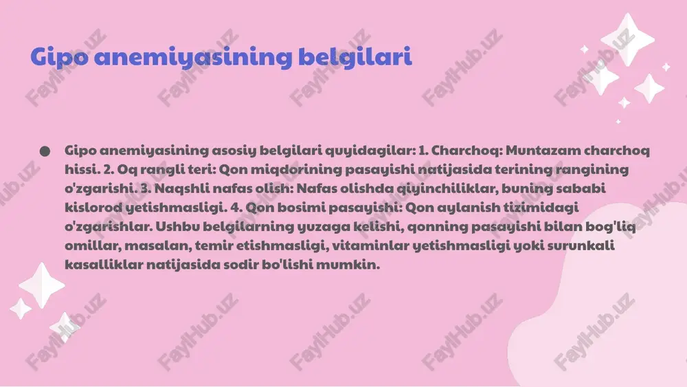 tavsiya etiladi. boshqa tomondan, vitaminlar bilan to'ldirilgan dietalar ham qo'shimcha ravishda tavsiya etiladi. ushbu davolash usullari bolalarda anemiyani samarali ravishda kamaytirish va ularning umumiy sog'lig'ini yaxshilashga yordam beradi. reabilitatsiya va monitoring anemiya bilan og'rigan bolalar uchun reabilitatsiya usullari muhim ahamiyatga ega. ushbu jarayon, avvalo, to'g'ri ovqatlanishni ta'minlash, vitaminlar va mineral moddalar bilan boyitilgan dietani qo'llashni o'z ichiga oladi. buning bilan birga, jismoniy terapiya va faoliyatlarni rejalashtirish bolalarning umumiy sog'ligini yaxshilashga yordam beradi. anemiyadan davolangan bolalarni monitoring qilish uchun muntazam tibbiy ko'riklar va qon testlari o'tkazish zarur. ota-onalarga bolalaridagi anemiya alomatlarini kuzatib borish, masalan, charchoq yoki terining rangsizlanishi kabi belgilarga e'tibor berish tavsiya etiladi. shuningdek, reabilitatsiya jarayonidagi o'zgarishlarni baholash uchun davolashning samaradorligini doimiy ravishda kuzatib borish lozim. anemiyaning oldini olish va sog'lom ovqatlanish prinsiplari anemiyaning oldini olish temirga boy oziq-ovqatlarni iste'mol qilish. sog'lom ovqatlanishning ahamiyati sog'lom ovqatlanish tana sog'lig'i va energiya darajasini oshiradi. u immun tizimini mustahkamlashga yordam beradi va kasalliklardan …