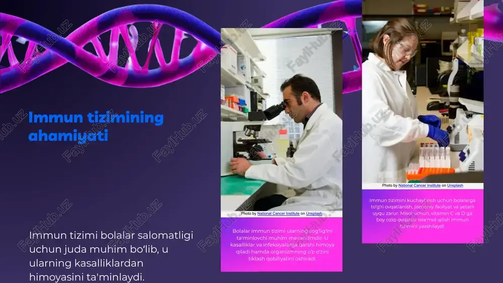 un tizimi jismoniy faoliyat, inson organizmining immun tizimiga ijobiy ta'sir ko'rsatadi. muntazam jismoniy mashqlar organizmning himoya mexanizmlarini kuchaytiradi, infektsiyalar bilan kurashish qobiliyatini oshiradi. sport bilan shug'ullanish davomida organizmda stress gormonlari darajasi kamayadi, bu esa immunitetni yanada mustahkamlashga yordam beradi. sport va immunitet: qaysi sport turlari foydali? yuqori intensivlikdagi sportlar, masalan, yugurish va suzish, organizmning immun javobini yaxshilaydi. shuningdek, yoga va pilates kabi tinchlantiruvchi sportlar stress darajasini kamaytiradi va immun tizimining faoliyatini yaxshilaydi. jismoniy faoliyatni qanday qo'llab-quvvatlash kerak? oziqlanishga e'tibor berish, yetarli suyuqlik ichish va muntazam mashg'ulotlar bilan shug'ullanish immun tizimini qo'llab-quvvatlashda muhimdir. shuningdek, uyqu va dam olishga ham alohida e'tibor berish kerak, chunki ularning sog'ligimizga ta'siri katta. photo by national cancer institute on unsplash uyqu va stressning roli uyqu va stressning immun tizimiga ta'siri juda muhimdir. yaxshi uyqu immun tizimini mustahkamlashga yordam beradi, stress esa salbiy ta'sir ko'rsatadi. yaxshi uyqu immun tizimining samaradorligini oshiradi. tunda uyqu vaqtida organizm o'zini tiklaydi, …