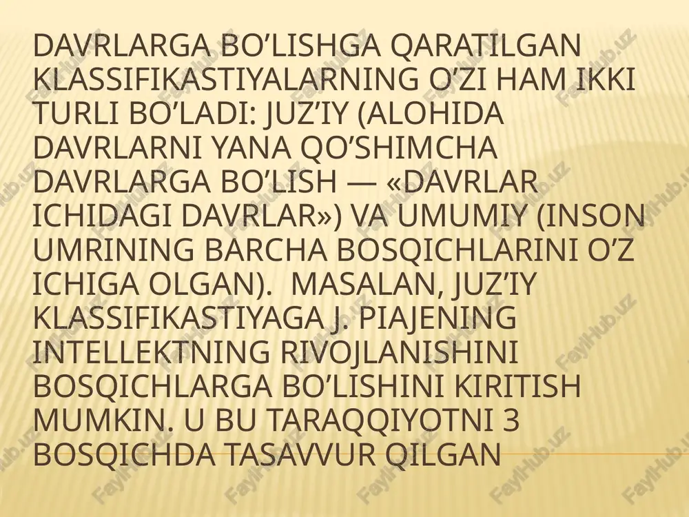 b, fiziologik va psixologik jismoniy jihatdan o’ziga xos xususiyatlari bilan xarakterlanadi. bu bosqichda bolalarning jismoniy va psixik taraqqiyoti juda tezlashadi, hayotdagi turli narsalarga qiziqishi, yangilikka intilishi ortadi, xarakteri shakillanadi, ma’naviy dunyosi boyiydi, ziddiyatlar avj oladi. o’smirlik balog’atga yetish davri bo’lib, yangi xislar, sezgilar ning paydo bo’lishi bilan ham xarakterlanadi. bular ta’sirida o’smirning xarakteri, atrofdagi kishilar bilan muomalasi, jamiyatda sodir bo’layotgan voqealarga munosabati tez o’zgarib boradi. ba’zan ijtimoiy masalalar to’g’risida noto’g’ri tassavvur va yanglish fikrlar hosil bo’lishi tufayli u muayyan tartib qoidalarga tanqidiy ko’z bilan qaraydi. bola kamolotining bu davrini ko’pincha «qiyin», «murakkab», «muhim» davr deyiladi. ota-onalar hamda hali tarbiyaviy ish sohasida yetarli tajribaga, shuningdek o’smirlik yoshidagi bolalarning yosh va individual xususiyatlari haqida zarur bilimlarga ega bo’lmagan yosh pedagoglar, odatda o’smirlarni tarbiya-lash juda qiyin deb o’ylaydilar. lekin hozirgi kunda o’smirlarni tarbiyalashni o’ziga xos xususiyatlari, qonuniyatlari, imkoniyatlari, xatti harakat motivlarining ifodalanishi va vujudga kelishining murakkab mexanizmlari fanga ma’lumdir. e'tiboringiz uchun rahmat 😊 …
