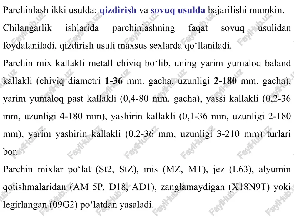 metallarni parchinlash va kavsharlash - Page 4