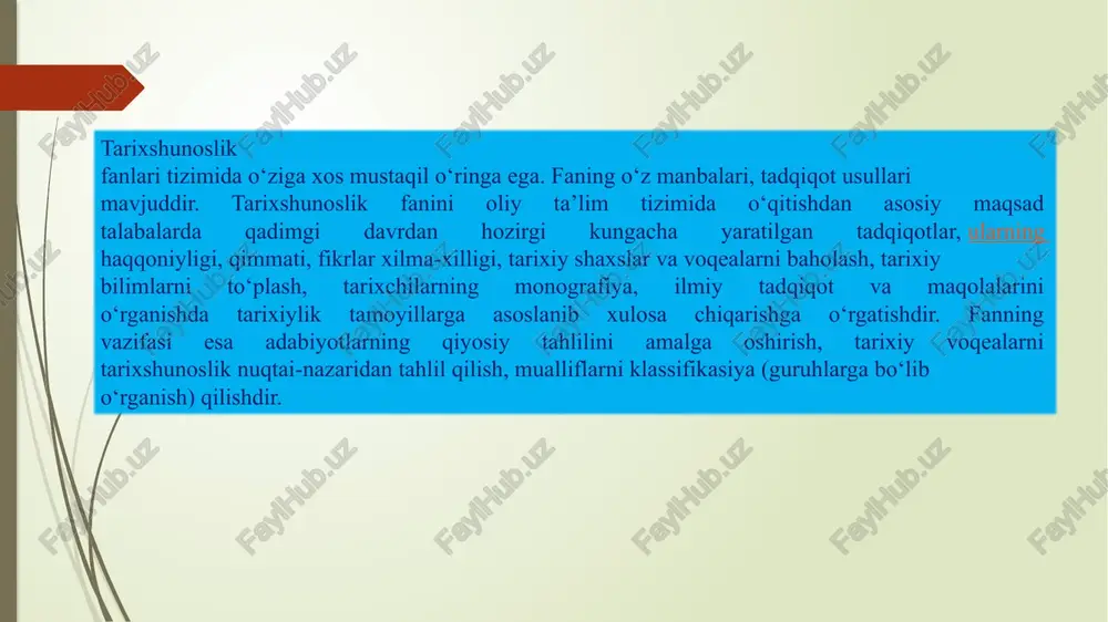 tarixshunoslik fanining maqsad va vazifalari - Page 4
