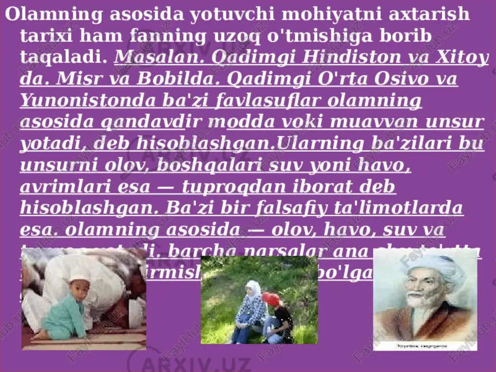 an foydalanmnaslik hare routokin, uniumiy bir scha sifaida macdanivatga sisiernali yondashuy bir-biriga ia’sir etuchi tudi macdaniya schalarining 0’ ziga xes tnsusiyatlaric tolarga be’ lily amas, balki ularning yaxlitiasavwur qilish irnkoniyaini beradi. sistemali yondastuy tadgigetning judake*p uslublaridan foydalanishga iraken yaraiacdi. ya'ni, ayrim bir uslublar bilan clingan naijalarni beshgalariga qaranna qarshi qo’yrmasdan va toniloglashtirmasdan xulosa chigatishga ass be’lardi madantyatning sohalari a —§ a —§ =—§ <=—§ sivilizatsiya tushunchasi hagida tarxiv uz sivilizatsiya va sivilizatsiya va madaniyat rivojlanmagan davlatlar xulosa xulosa o’rnida shuni anglash mumkinki demaki birinchida ,texnogen madaniyat = o’nlab asrlar mobaynida _ insoniyatning yashash tarzi , olamni anglash mezoni bo’lib kelgn,.qadimiy madaniyat asosida shakillangan *, \vvujudga kelgan yangi davr odamlar’ hayoti texnika asosiga qurilgan davr madaiyatidir. ikkinchidan esa texnogen madaniyzt fan amaliyoti texnikaning yanhgidan yangi shakillari , ularning /ishlata, bilish uquvi va maxorati umuman madaniyat takomilligining natijasi bo’lishiga qaramay u madaniyatning tarkibi , taqdiriga faol tasir ko’rsatish vositalaridan bo’lishi mumkin. pean …