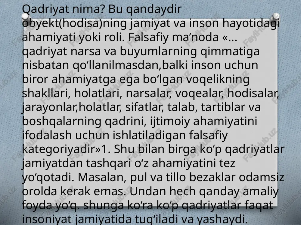 ma’naviyatga, o‘z xalqining ma’rifiy taraqqiyotiga sarflagan insonlar ko‘p bo‘lgan. masalan, rossiyada asli savdogar bo‘lgan pavel tretyakov ismli kishi yoshlikdan o‘ziga xos muzey va rasmlar galereyasi tashkil etishni orzu qilgan. shu niyatdako‘plab _ badiiy asarlarni sotib olgan. pavel tretyakov unrining oxirlarida esa bu boylikning barchasini moskva shahriga tortiq qilgan. rossiyadagi mashhur tretyakov galereyasi shu tariga vujudga kelgan. e’tiboringiz uchun rahmat!