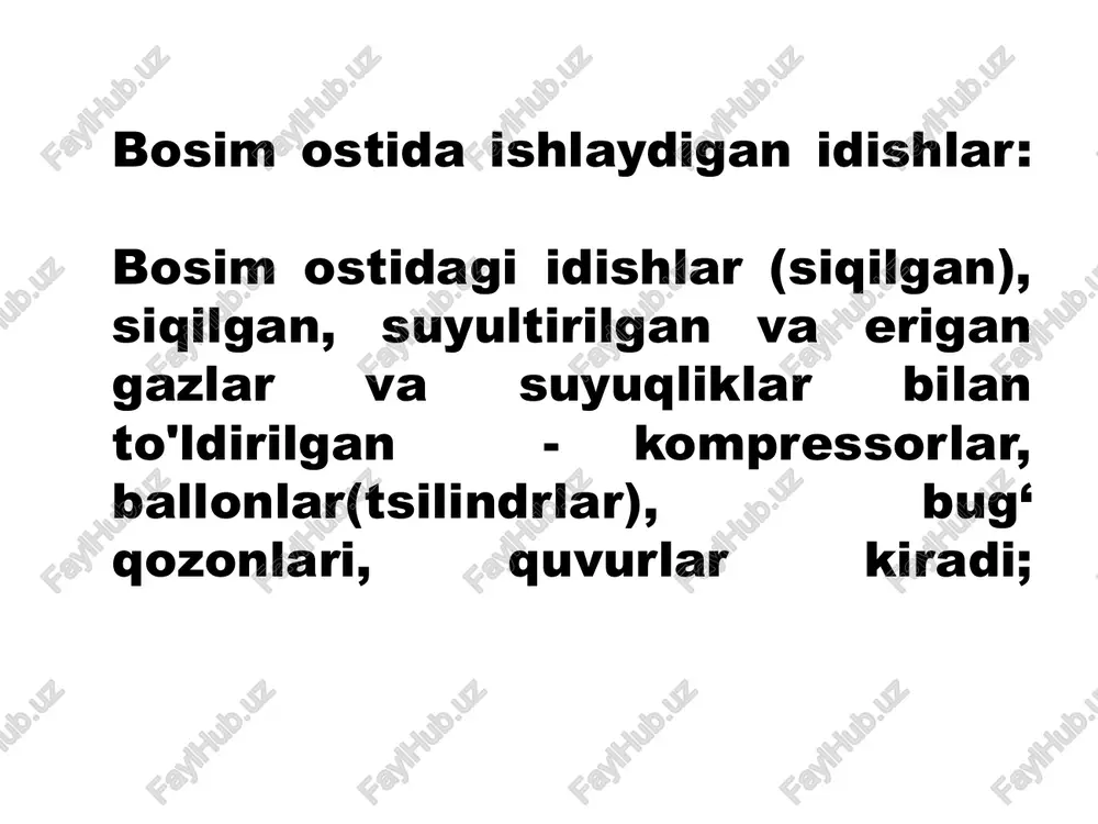 osudu ili ustanovke, rabotayushey pod davleniem, podvoditsya energiya, chto na sxeme uslovno pokazano v vide gorelki 14, reguliruyushego ustroystva 15 i podvodyashey linii 16 (dlya parovogo kotla eto mojet bit gazovaya gorelka ili forsunka jidkogo topliva, a dlya kompressora elektrodvigatel), to predusmatrivayut avtomatiku bezopasnosti, otklyuchayushuyu ili umenshayushuyu podachu energii po kakomu-libo kriticheskomu parametru, naprimer, po davleniyu (datchik 12, impulsnaya liniya 13) ili po urovnyu vodi v parovom kotle (datchik 27, impulsnaya liniya 26). 19 kontrolniy kran a slujit dlya proverki otsutstviya davleniya v sosude pri ego otkrivanii, a v nekotorix sluchayax dlya vipuska vozduxa. spusknoy kran b ispolzuyut dlya oporojneniya pitayushey linii 17 pri zakritoy zadvijke 18, a takje dlya napolneniya sosuda vodoy pri gidravlicheskix ispitaniyax. nelzya ustanavlivat zadvijku mejdu sosudom 1 i predoxranitelnimi klapanami 9 i 10, tak kak v protivnom sluchae pri zakritoy zadvijke proizoydet avariya. v sluchayax, kogda neskolko ustanovok ob'edineni v odnu liniyu i vozmojno popadanie …