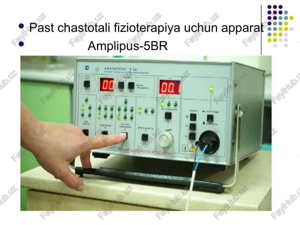 qurligiga kiradi.  uvch elektromagnit maydoniga kiyim-kechak, bintlar, quritilgan gipsli bandajlar orqali ta'sir oʻtkazishga ruxsat beriladi. jarayonni nam kiyim, hoʻl bintlar, zararlangan hududda metall buyumlar mavjud boʻlganda oʻtkazish taqiqlanadi.