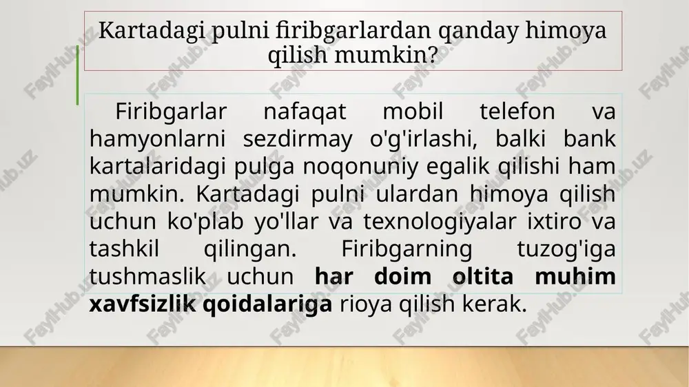 dan elektron pullarning chiqarilishi uchun jismoniy shaxs naqd pul yoki naqd pulsiz shaklda pul mablag‘larini taqdim etishi zarur. ushbu pul mablag‘lari emitent tomonidan hisob-kitob bankida ochilgan maxsus hisobvaraqqa kirim qilinishi ta’minlanadi (2-rasm). elektron pullarni jismoniy shaxsga va elektron pullar tizimining agentiga realizatsiya qilish elektron pullar tizimi tomonidan har bir elektron pullar egasi uchun shakllantiriladigan elektron hamyonga emitentdan sotib olingan elektron pullarni kirim qilish yo‘li bilan amalga oshiriladi. emitent yoki operator bilan tuzilgan shartnoma asosida elektron pullar tizimining agenti elektron hamyonga ega bo‘lgan jismoniy shaxslarga ushbu pullarni realizatsiya qilish yoki ularni qoplash maqsadida elektron pullarning nominal qiymati bo‘yicha uning egasi bo‘lgan jismoniy shaxsdan sotib olishi mumkin. o‘zbekiston respublikasi hududida emitent tomonidan chiqariladigan elektron pullar faqat milliy valyutada nominallashtirilgan bo‘lishi shart. emitent va elektron pullar tizimining agenti tomonidan elektron pullarni chiqarishda uning egasiga elektron pullarni realizatsiya qilinganligi va elektron pullarning egasi elektron pullarni sotib olganligini tasdiqlovchi kvitantsiya yoki boshqa tasdiqlovchi hujjat qog‘oz …