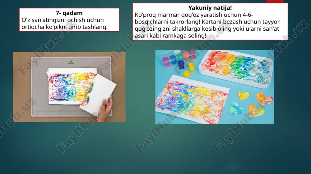 hakllantiradi. steam yondashuvi asosida tashkil etilgan qog‘ozdan modellashtirish mashg‘ulotlari orqali o‘quvchilarda jamoaviy ishlash, o‘z fikrini asoslash, ijodiy yechim topish, hamda amaliy tajriba asosida yangi g‘oyalarni sinab ko‘rish malakalari rivojlanadi. e’tiboringiz uchun rahmat !!! image6.jpg image7.jpg image8.jpg image9.jpg image10.jpg image11.jpg image12.jpg image13.jpg image14.jpg image15.png image16.png image17.png image18.png image19.jpg image20.jpg image21.jpg image22.jpg image23.jpg image24.jpg image2.png image3.png image4.png image5.png 12681_1_d084684934601f2529adb3be37528ec6eb9767b1.pdf - foxit reader e file edit view tools kommesrapin @opmii sharepoint help © @ 2/200 ve le £8 fozaan cd bb le: a dilmira. pdf crpannues 4 4-bosqich:. hosil bo‘lgan shaklning yugoridagi ikki uchidan _ biri i e a buklangan uchlar tomonga, ikkinchi uchi shaklning _ ichkarisiga bukla- ce nadi. natijada “stakan” hosil bo‘ladi. a 6 fa a 31 a 4t ar) 33 peg th 225.00% > ishchi stol 12681_1_d084684934601f2529adb3be37528ec6eb976781.pdf - foxit reader _ x file edit view tools kommentapum ope sharepoint help iy el | & c3! © © [227200 ye) ga …