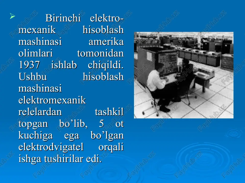 vard roberts 8080 mikroprotsessori asosida altair mikrokompyuterini yasadi. altair tijoratda katta muvaffaqiyatga erishdi. uni pochta orqali xarid qilib xonadonlarda ishlatishdi. 1975 yil. yosh dasturchi pol allen va garvard universiteti talabasi bill geyts altair mikrokompyuterida beysik dasturlash tilini ishga tushurishdi. keyinchalik ular microsoft (maykrosoft) firmasiga asos solishdi. hozirda u dasturiy ta’minot ishlab chiqaruvchi eng yirik firma hisoblanadi. 1975 yil. ibm firmasi lazerli printerlarni sotuvga chiqardi. 1983 yil. egiluvchan magnit disklari axborot tashuvchi standart vosita sifatida keng ko'llanila boshlandi. 1983 yil. anders xeylsberg ishlab chiqqan turbo pascal kompilyatori borland firmasi tomonidan sotuvga chqarildi. ergotouch (ergotach) kompyuteri alyuminiydan quyilgan butunligicha germetik qoplamali bo'lib, ishlatish vaqtida oson ochiladigan qilingan. kompyuter qoplamasi elektromagnit nurlanishlarni deyarli to'liq yutadi. laptop (tizza kompyuteri: lap – tizza, top – ustiga). tezligi va xotirasi jihatidan shaxsiy kompyuterlardan qolishmaydi. palmtop (palm – kaft) - eng kichik zamonaviy shaxsiy kompyuterlardir. ular kaftga bemalol sig'adi. ularda magnit disklar o'rnini mustaqil manbaali elektron xotiralar …