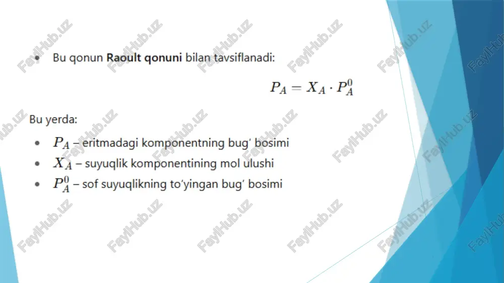 eritmalar va toʻyingan bugʻ bosimi orasidagi muvozanat diafragmalari - Page 4