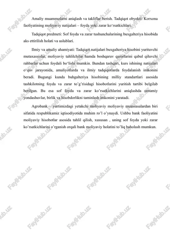 atini baholovchi barometr - sof foyda miqdoridir. shu sababli ham sof foyda miqdorini o’rganish va unga ta’sir etuvchi omillarga baho berish korxona samaradorligini oshirishga olib keladi. har bir xo’jalik sub’ekti o’z faoliyati natijasida sof foydaga erishishni ko’zlaydi. ushbu ko’rsatkich soliq to’loviga qadar bo’lgan foyda summasidan foydadan soliq va boshqa soliqlar va ajratmalarni chegirish asosida aniqlanadi. foyda bu – korxonaning daromadlari bilan xarajatlari o‘rtasidagi ijobiy farqdir. aksincha, zarar esa – xarajatlarning daromaddan oshib ketgan holatidir. foyda va zarar tushunchalari iqtisodiy nazariyada ishlab chiqarish samaradorligini, resurslardan foydalanish darajasini va moliyaviy barqarorlikni baholashda asosiy ko‘rsatkich sifatida xizmat qiladi. foyda – korxonaning asosiy moliyaviy natijasi sifatida, uning ichki va tashqi investitsion jozibadorligini belgilaydi. korxona foydali ishlayotgan bo‘lsa, u o‘z oldiga yangi maqsadlar qo‘yishi, kengayishi va rivojlanishi mumkin. aksincha, zarar bilan ishlayotgan korxona kredit olishda qiyinchiliklarga duch keladi, investorlar e’tiboridan chetda qoladi va iqtisodiy barqarorligi xavf ostida qoladi. iqtisodiy jihatdan foyda quyidagi shakllarda bo‘lishi mumkin: …