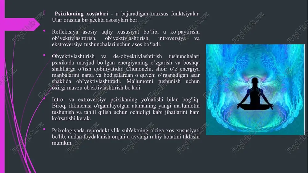 rivojlanishi bolalikdan boshlanadi.bolaning har bir tug'ma refleksi bir qator nerv markazlari tomonidan boshqariladi. bolaning yarim sharlari po'stlog'i to'liq shakllanmagan, asab tolasi esa himoya qobig'i bilan qoplanmagan. bu yangi tug'ilgan chaqaloqlarning tez va keskin hayajonlanishini tushuntiradi. bu yoshda sodir bo'ladigan jarayonlarning o'ziga xos xususiyati shundaki, ularning rivojlanish tezligi tanani boshqarishning rivojlanishidan oshib ketadi. boshqacha qilib aytganda, ko'rish va eshitish ancha tez shakllanadi. bu yo'n altiruvchi reflekslar va shartli refleks aloqalarini shakllantirish imkonini beradi. to'rt yilgacha psixikaning shakllanish jarayoni juda faol kechadi. shuning uchun bu vaqtda chaqaloqqa eng ko'p e'tibor berish va ta'lim masalasiga juda mas'uliyat bilan yondashish kerak.bolaning ruhiyati uchun butun dunyo o'yin ekanligini unutmaslik kerak. shuning uchun uning uchun o'rganish va shaxsni shakllantirishning etakchi usuli kattalar xatti-harakatlaridan qabul qilinadigan taqliddir. shuni tushunish kerakki, go'daklik va erta bolalik davrida olingan tajribalar chaqaloqning miyasida ongsiz darajada hayot davomida ildiz otishi mumkin. etti yoshli bola allaqachon aniq temperamentga ega. bu yoshda unga tengdoshlari …
