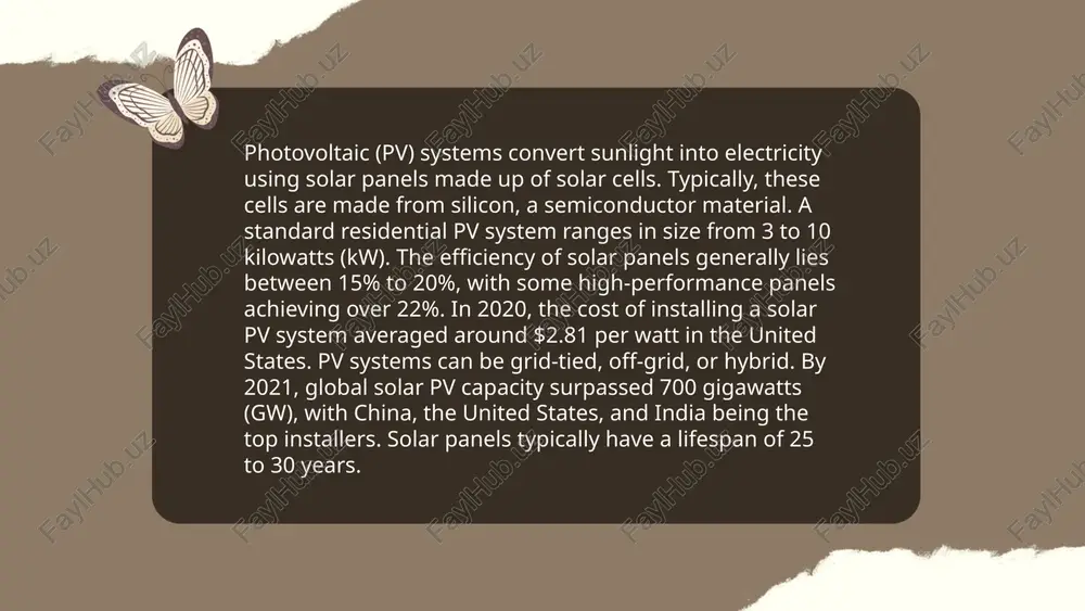 s offering tax credits or rebates that can reduce costs by 26% or more. solar water heaters can also be used, reducing water heating bills by 50% to 80%. overall, solar energy systems can significantly lower electricity bills and reduce a home's carbon footprint. ... t.me/slaydai_bot solar energy for commercial use involves harnessing sunlight using photovoltaic panels to generate electricity for businesses. in the u.s., the commercial solar market reached 14 gw of installed capacity in 2021. businesses can reduce electricity costs by about 75% using solar power. as of 2023, over 3 million non-residential buildings in the u.s. have the potential for solar installations. the cost of commercial solar installations ranges from $1.50 to $3 per watt. solar power purchase agreements (ppas) allow businesses to install solar with no upfront costs, paying only for the electricity used. commercial solar tax credits, like the investment tax credit (itc), currently offer …