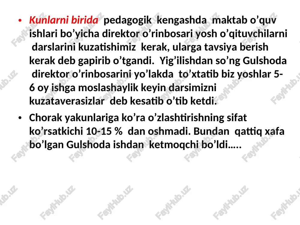 omponentlar, uyg'unligi bilan ajralib turadi didaktikaga muvofiq bir qismdan ikkinchi qismga o'tish maqsadlar va yaxlit ta'lim shakllari o'qituvchini kimyo darsiga tayyorlanish bosqichlari: 1. ushbu darsning dars tizimidagi o'rnini aniqlash, boshqa kimyo darslari va o'quv fanlari bilan aloqalar (kimyo dasturi, kalendar va darsni rejalashtirish)ni aniqlash 2. kimyoviy axborotning hajmi va mazmuni bilan tanishish (ushbu dars uchun) darslik va qo'shimcha adabiyot bo'yicha. 3. darsning tuzilishini aniqlash, asosiysini ajratib ko`rsatish darsning didaktik maqsadi, dars turini tanlash. 4. dars mavzusi bo'yicha o'quv-metodik adabiyotlarni o'rganish, kimyo o'qitishning metodlari, usullari, shakllari va texnologiyalarini tanlash. 5. kimyoviy tajribalarni tanlash, ularni tekshirish, laborantga zarur jihozlarga buyurtma kartasini tayyorlash. 6. didaktik materialni, kimyo fanidan dars berishdagi muhim ko’rgazmali qo'llanmalar, o'quv vazifalari va boshqa vositalarni tanlash. 7. kimyo darsining rejasini (konspektini) tuzish. 8. butun dars uchun tarkib va ​​texnologiyani batafsil ko'rib chiqish. 9. darsni, uning alohida qismlarini fikran takrorlash, repititsiya qilish darsga tayyorlanish o’qituvchidan katta mehnat talab qiladi, bu ijodiy …
