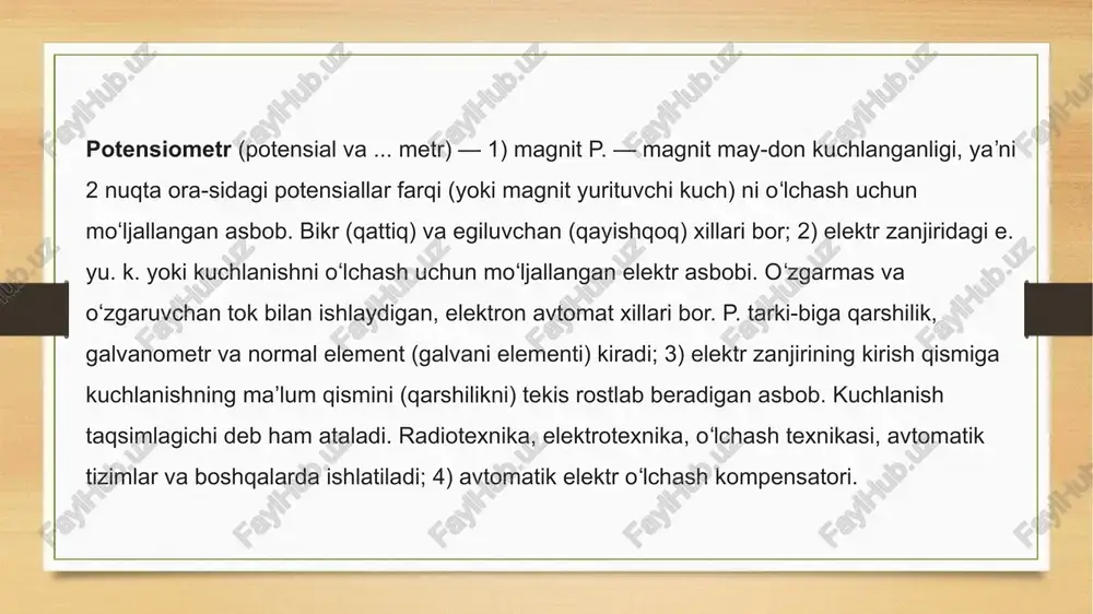 larining biri ikkinchisi bilan almashinadi, buning natijasida sistemaning potensiali keskin sakrash bilan o‘zgaradi. etiboringiz uchun raxmat image5.png image6.png image3.png image4.png /docprops/thumbnail.jpeg
