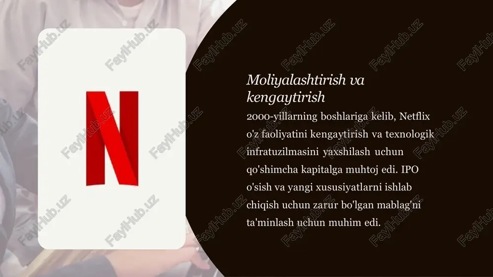 a qaramay, netflix yuqori kontent xarajatlari va texnologiyaga investitsiyalar tufayli rentabellikni saqlab qolishda qiyinchiliklarga duch keldi. kompaniyaning marjalari o'zgarib turdi, ayniqsa u yanada original tarkibga va global kengayishga sarmoya kiritishda davom etdi. qiyinchiliklar va bahslar raqobat bosimi disney, hbo max va apple tv kabi yirik oʻyinchilarning kirishi raqobatni kuchaytirdi va netflixning ustunligiga shubha tugʻdirdi. kompaniya ko'proq original va eksklyuziv kontentga sarmoya kiritish orqali javob berdi, ammo raqobat yanada yetuk bozorlarda obunachilarning o'sishiga ta'sir qildi. ta'sischining roli rid xastings 2023 yilgacha bosh direktor bo'lib ishladi, u o'z lavozimini tark etib, estafetani kompaniyani boshqarishda davom etgan greg peters va ted sarandosga topshirdi. xastingsning qarashlari netflix-ning dvd ijarasi xizmatidan global oqim kuchiga o'tishida muhim rol o'ynadi. xastings rahbarligida netflix reklamasiz obuna modeliga e'tibor qaratish, original kontentni ishlab chiqarish va xalqaro miqyosda kengaytirish kabi dadil strategik qarorlar qabul qilish bilan mashhur edi. natija netflix’ning 2002-yildagi ipo’si kompaniyaning oddiy dvd ijarasi xizmatidan global oqim giganti …