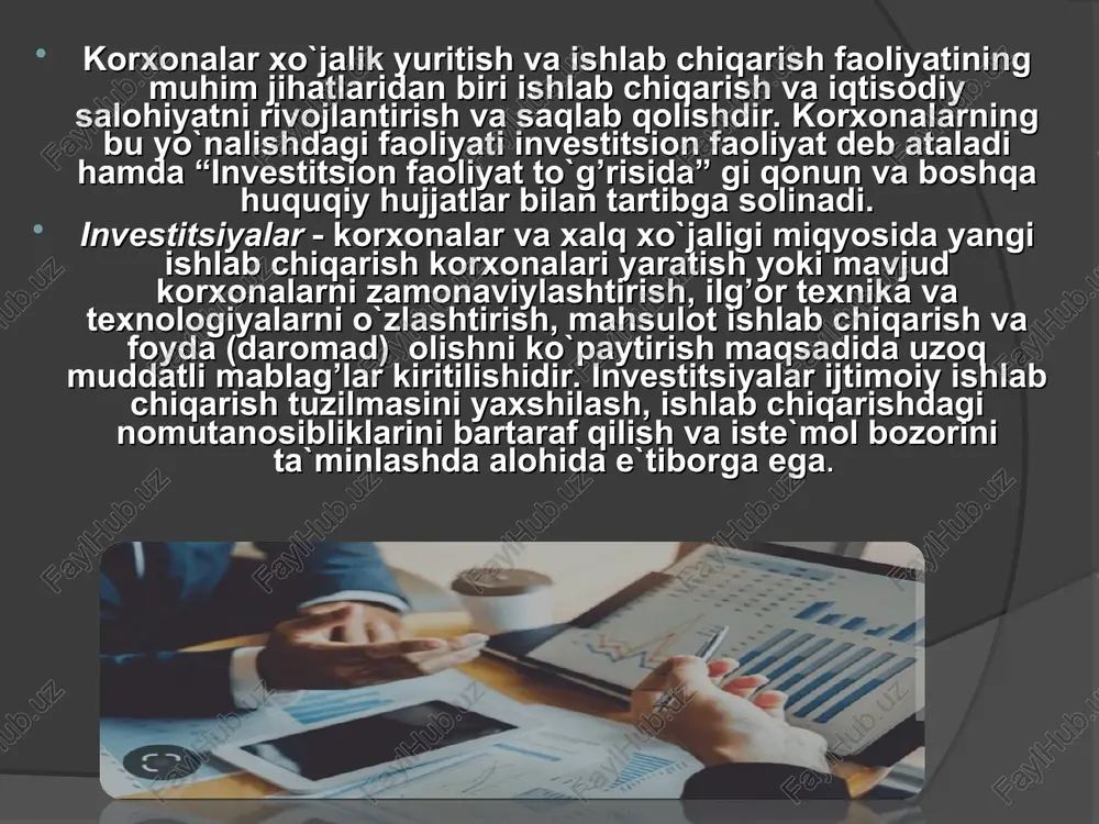 investitsiyalar korxonaning ishlab chiqarish salohiyati - Page 4