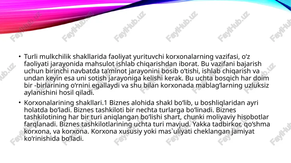 lik va hokazolar yoki fabrikalarda yirik ishlab chiqarish: proton yoki saym antennalari kabilardan iborat bo‘ladi. mablag‘lar aylanishidagi asosiy bosqich- moddiy boyliklarni yaratish jarayoni sodir bo‘ladigan ishlab chiqarish bosqichidir. bu yerda ishlab chiqarilgan buyumlar nafaqat tashqi ko‘rinishi va xususiyati bilan, balki qiymatining hajmi bilan farq qiladigan yangi mahsulot tayyorlanadi. yangidan tayyorlangan mahsulot, sarflangan ishlab chiqarish vositalarining xodimlar mehnati bilan yaratilgan zaruriy va qo‘shimcha mahsulotdan tashkil topgan yangi qiymatlardan iborat bo‘ladi. ishlab chiqarish jarayonini buxgalteriya hisobida aks ettirish, birinchidan, unga qilingan xarajatlar - sarflangan mablag‘lar, ishchi kuchi va ikkinchidan, ishlab chiqarilgan mahsulotlar - tayyor buyumlarda qayd etiladi. ishlab chiqarish xarajatlari pul shaklida hisobga olinadi. bu ishlab chiqarish xarajatlarini yagona o‘lchov birligida ifodalash, tayyor mahsulotning ishlab chiqarish tannarxi haqida yig‘ma ko‘rsatkichni olish uchun zarur. pul shakli bilan birgalikda, moddiy xarajat sarflari buxgalteriya hisobida tegishli tartibda natura va mehnat o‘lchovlarda ham ko‘rsatiladi. bu o‘lchovlar pulda baholash uchun asos hisoblanib, ulardan xarajatlar hajmini boshqarish uchun …