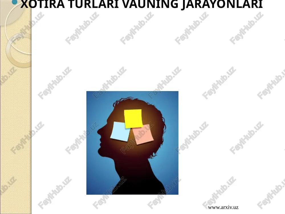 ol tug'iladi. shuningdek, har bir idrok hukm shaklida ifodalanadi. ya'ni narsa yoki hodisaga nom beriladi, uni so'z bilan aytiladi mavjud tushuncha doirasiga kiritadi. masalan: "bu gul", bu mashina, "bu kitob" va boshqalar, 16 idrok jarayoniga his-tuyg'ular ta'sir qiladi. bu his-tuyg'ular idrok qilinayotgan narsa hodisalar tug'risida o'tmishda tug'ilgan taassurotlar va fikrlardan hamda ayni paytdagi idrok jarayonidan vujudga kelishi mumkin. his-tuyg'ular idrokning aktivlik darajasini kuchaytiradi, uning mazmunini jonli, erkin qiladi. 17 idrok jarayonida diqqat g'oyat katta ahamiyatga ega. diqqat idrokning aktivligini oshiradi va uning mukammal bo'lishiga xizmat qiladi. diqqatsiz hech narsani idrok qilish mumkin emas. narsa-hodisalarni to'liq, va raso idrok qilish uchun shu narsa-hodisa ular ustida diqqat kuchli va barqaror turish zarur. demak, o'quv materialini yaxshi qilish uchun o'quvchilar diqqatiga e'tibor brish kerak. 18 foydalanilgan adabiyotlar o’zbekiston respublikasi konstitutsiyasi– t.: o’zbekiston, 2014. – 46 b. 8. orlov a.n. istselenie slovom, 1989. 9. ostapenko a.l. deontologiya medsestro` pri provedenii nekotoro`x diagnosticheskix manipulyatsii. medsestra, …