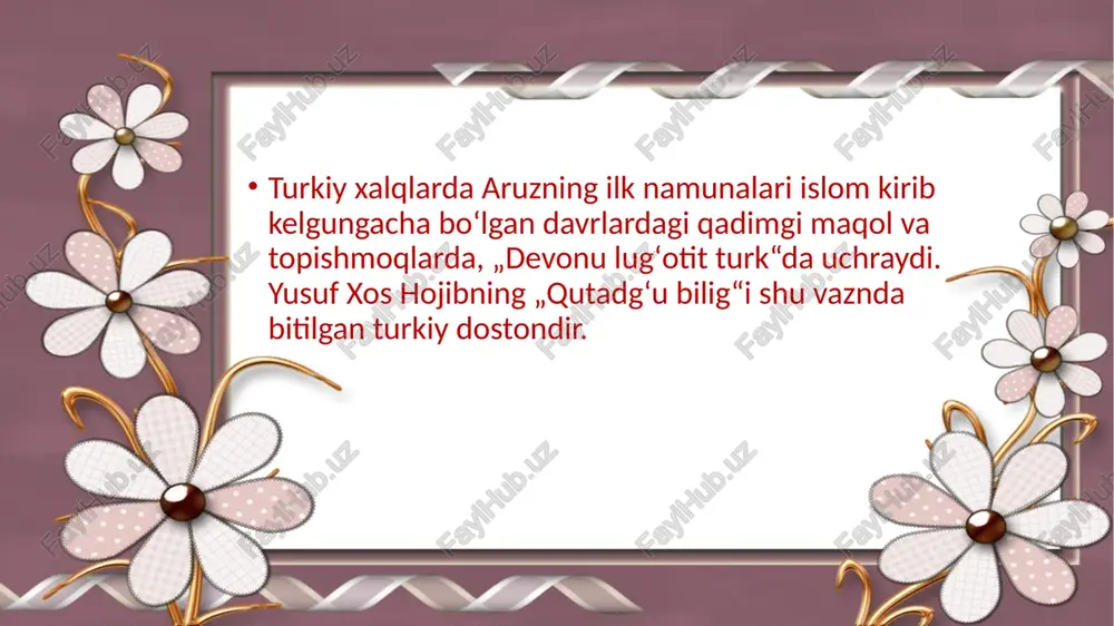 aruz, barmoq, erkin vazndagi she`rlarini ifodali o`qish. - Page 4