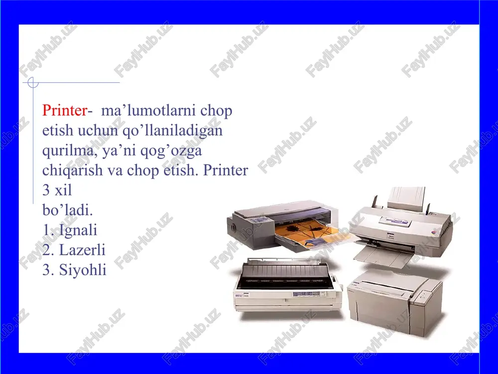 kompyuterning qo’shimcha qurilmalari skanerva proyektorlar turlari va vazifalari - Page 4