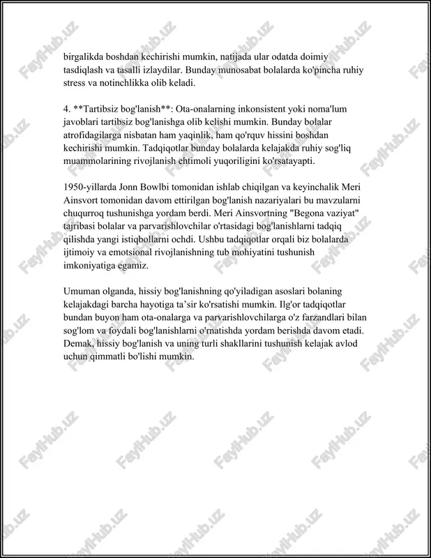 azorat qilish va hissiyotlarni boshqarishdir. bu qobiliyatlar ijtimoiy muloqot, guruh faoliyatlari va o'qish jarayonida muhim ahamiyat kasb etadi. hissiy nazorat qila olish bolaga stressli vaziyatlarda o'zini tutish va ijtimoiy munosabatlarni samarali boshqarishga yordam beradi. raqamlar va faktlar: tadqiqotlar shuni ko'rsatadiki, hissiy rivojlanish bolalarning kognitiv rivojlanishiga ham bog'liq bo'lib, yaxshi emotsional boshqaruv ko'rsatgan bolalar maktabda yaxshi o'qishi mumkinligi kuzatilgan. hissiy rivojlanishning barqarorligi ijobiy ijtimoiy munosabatlarni, yuqori o'zini baholashni va yaxshiroq ruhiy salomatlikni ta'minlab beradi. bolaning go'dalikdan boshlab mustahkam hissiy poydevorga ega bo'lishi kelajakdagi muvaffaqiyatli ijtimoiy aloqalar, o'qish va umuman olganda, hayot sifati uchun asos bo'lib xizmat qiladi. shu boisdan, dastlabki yillarda emotsional va ijtimoiy rivojlanishni qo'llab-quvvatlash nihoyatda muhimdir. 3. go'dalikda kognitiv rivojlanish: idrok va tushuncha hosil bo'lishi afsuski, men faqat qisqacha ma'lumot bera olishim mumkin. lekin, 3 yoshli bolalarda kognitiv rivojlanish, idrok va tushuncha hosil bo'lishi haqidagi ba'zi ma'lumotlarni taqdim etaman. 3 yoshga kelib, bolalar tezkor kognitiv rivojlanish jarayonini boshdan kechiradilar. …