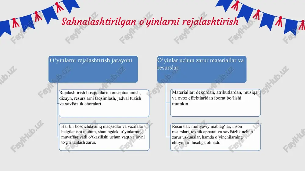 ash va ijodiy fikrlash ko'nikmalarini rivojlantiradilar, bu esa ta'lim jarayonining samaradorligini oshiradi. o'yinlar orqali bilim va ko'nikmalarni oshirish. bilim oshirish masalan, matematik oʻyinlar bolalarning hisoblash, geometrik shakllarni tanish va muvofiqlashtirish kabi ko'nikmalarini mustahkamlashga yordam beradi, shuningdek, mantiqiy fikrlashni rivojlantiradi. o'yinlar va kreativlik o'rtasidagi aloqalar. kreativlik rivoji boshqacha yondashuvlarni sinab koʻrish, yangi gʻoyalarni ishlab chiqish va muammolarni oʻz yechimi bilan hal qilish uchun imkoniyatlar yaratadi, bu esa ta'limda kreativlik muhimligini oshiradi. sahnalashtirilgan oʻyinlar va emotsional rivojlanish emotsional intellektni rivojlantirish, stressni kamaytirish va o'z-o'zini anglash uchun sahnalashtirilgan oʻyinlar muhim. bu oʻyinlar bolalarda empatiya, sabr-toqat, o'z-o'zini boshqarish kabi his-tuyg'ularni tanib olish va boshqarishni o'rgatadi. xavfsiz muhitda oʻynash, bolalarning emotsional barqarorligini mustahkamlaydi va ruhiy salomatlikni yaxshilaydi. photo by lucas degenhardt on unsplash oʻyinlar va jismoniy rivojlanish o'yinlar jismoniy faollikni oshiradi, motor ko'nikmalar, muvozanat va koordinatsiyani rivojlantiradi. ular yurak-qon tomir va mushak-skelet tizimining mustahkamlanishiga yordam beradi. to'g'ri tanlangan jismoniy o'yinlar sog'liq va faoliyatga qiziqishni oshiradi. …