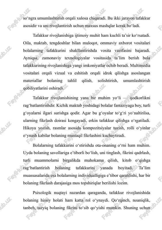 llanishi bilan chambarchas bog‘liq. to‘g‘ri tashkil etilgan ta’lim, ijobiy muhit, ota-onalarning e’tibori va o‘qituvchining pedagogik mahorati ushbu jarayonning muvaffaqiyatli kechishini ta’minlaydi. image1.png