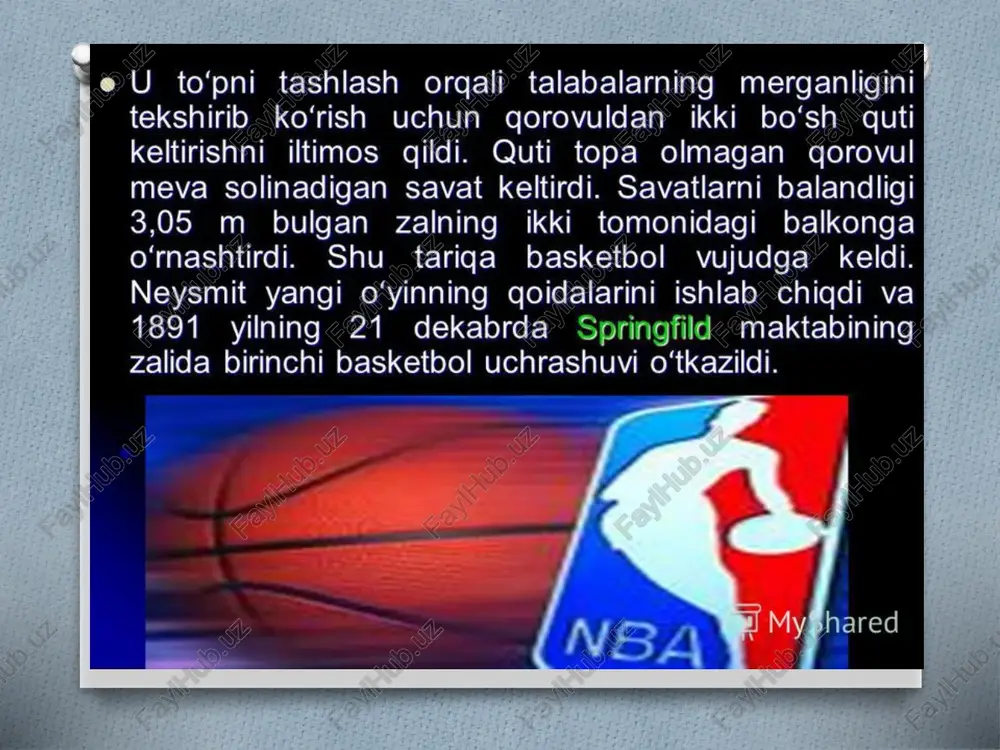 baskidbol o'yinining kelib chiqishi va rivojlanishi - Page 4