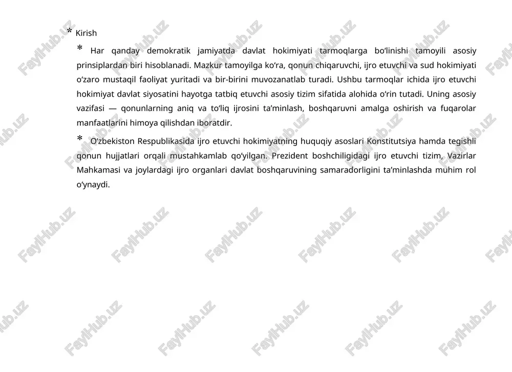 htirokida yig'ilishlar o'tkaziladi. ularda o'zbekiston respublikasi prezidenti topshiriqlarining ijrosini tashkil etish va hukumat apparatining joriy faoliyati masalalari ko'rib chiqiladi. vazi'rlar mahkamasi o'z vakolati doi'rasida: iqtisodiy, ijtimoiy-madaniy jarayonlarni boshqaradi, mulkchilikning barcha shakllarini uyg'unlashtirish va ularning tengligi, iqtisodiyotni monopoliyalashti'rishdan chiqarish, bozor iqtisodiyotining huquqiy mexanizmini ishga solish asosida erkin tadbirkorlik uchun shart-sharoitlar yaratadi; xo'jalik yuritishning yangi shakllari — kontsernlar, konsortsiumlar, tarmoqlararo bi'rlashmalar, turli uyushmalar va boshqa shunga o'xshash tashki'lotlarni barpo etishga va mustahkamlashga yordamlashadi, iqtisodiyotni rivojlantirish va aholi talab-ehtiyojlarimi qondirish zaruriyatidan kelib chiqqan holda ular faoliyatimi yo'maltiradi va muvofiqlashtiradi; o'zbekiston respublikasida pul va kredit tizimini mustahkamlash chora-tadbirlarini amalga oshirishga•x- vazirlar mahkamasining asosiy vakolatlari vazirlar mahkamasining davlat byudjeti dasturlari vazirlar mahkamasining pul va kredit tizimidagi roli ko'maklashadi, yagona narx siyosatini o'tkazish, mehnatga haq to'lash miqdorining belgilangan kafolatlarini hamda ijtimoiy ta’minot darajasini ta’minlash chora-tadbirlarini ishlab chiqadi va amalga oshiradi o'zbekiston respublikasi davlat byudjetini, shuningdek o'zbekiston respublikasini iqtisodiy va ijtimoiy rivojlanti'rish istiqbol ko'rsatkichlarini va eng muhim …