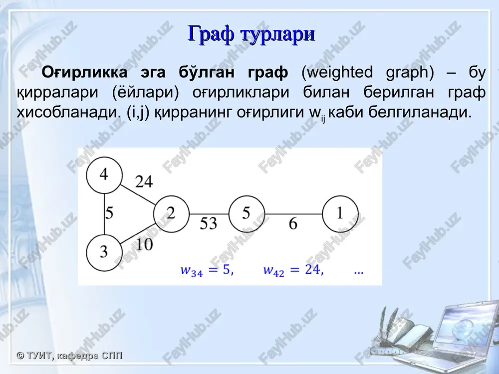 buyurilgan tugun sifatida belgilanadi 2-qadam 1 – 2: 7 1 – 3: 9 1 – 6:11 1 – 4: 20 1 – 5:20 unknown-0.unknown o-® yee (1, 2) u (2, 1) — ogho u toke pe6po (1, 3) u (3, 1) — pashble ayru! 4 g å = = n i i m v 1 2 ) deg( n(n— 1) \e| = o(v i?) p=®=09, p>05 76 le| = o(iv|) 27 d=—= 0.33, d<05 76 _ 2m ~ n(n —1)