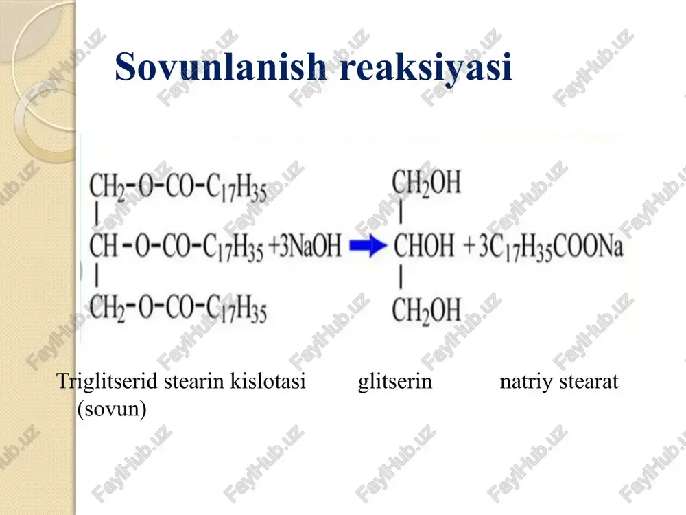 n2o -ho. rch–ch=chr` o – on rc o h + hoch=chr` o=ch-ch2 r` o2 rcooh + r`ch2cooh gidroperoksid molekulyar massasi kichikroq bo`lgan karbon kislotalar lipidlarning peroksidli oksidlanishi r–ch2–ch2–ch2–c–oh o hskoa r–ch2–ch2–ch2–c–skoa o -2h r–ch2–ch=ch–c–skoa o +h2o r–ch2–ch–ch2–c–skoa o oh o o r–ch2–c–ch2–c–skoa [o] hskoa + r–ch2–c–skoa o ch3–c–skoa o -2h +h2o [o] hskoa atsilkoferment a atsetilkoferment a lipidlarning ahamiyati og`riqni, usitmali qaltirashni va yalliqlanishni davolash fermentlarni faolligini to`xra-tishga asoslangan bo`ladi, chunki ushbu fermentlar araxidon kislotani prostoglandinlarga o`zgartiradi. bir necha steroid bo`lmagan yalliqlanishga qarshi vositalar (sbyaqv), masalan, aspirin prostoglandinlarni ishlab chiqarilishini blokada qiladi va bunda og`riq, usitmali qaltirash va yalliqlanish kamayadi. ibuprofen ham aspiringa o`xshash og`riq, qoldiruvchi va yalliqlanishga qarshi ta`sirga ega. boshqa sbyaqv ga naproksen, ketoprofen va meloksikan kiradi. sbyaqv lar foydali bo`lishi bilan birga, ulardan uzoq vaqt foydalanish jigarni, buyrakni, oshqozon-ichak traktini zararlanishiga olib keladi. prostaglandinlar qon tomirlarni kengaytiradilar, qon quylishini vaoshkozon shirasini ajralishini sustlashtiradi, ichak, o’pka, bronxlarning ishlashini …