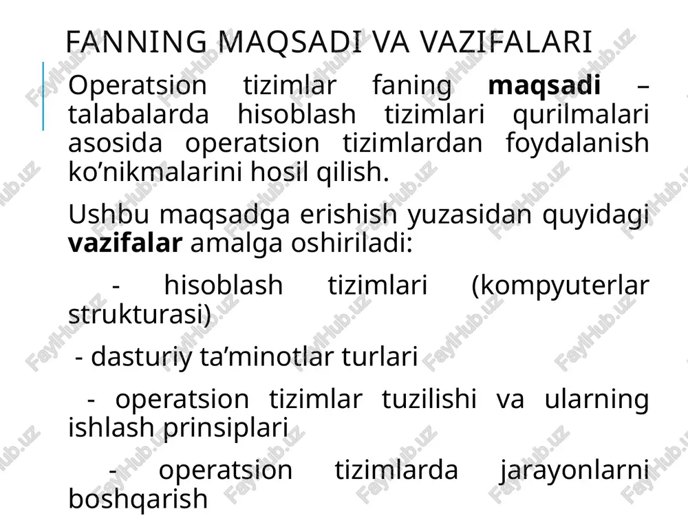 alimda moliya xisobi yuridicheskie soliqlar rasmlar to'plami kliplar to'plami murojat o'quv jarayonida dasturlar to'plami(shaxsiy ishlatish) video va audio taxrirlash video and audio editing (personal use) 28 kommunikatsiya amaliy dasturlar biznes grafika & multimedia uy/ ish xona / ta'limda email ftp web brauzerlar / telefon qo'ng'iroqlar ko'p tizimli xabarlar yangi guruxlar / forumlar bloglar operatsion tizimlar operatsion tizim – bu foydalanuvchi va kompyuter (hisoblash tizimi) o’rtasidagi interfeysni ta’minlab beruvchi dasturiy ta’minotlar jamlanmasidir. operatsion tizim asosan tizimli dasturiy ta’minotlar jamlamasidan iborat bo’ladi, ba’zi hollarda foydalanuvchi gui orqali tizimni boshqarishda amaliy yoki instrumental dasturiy ta’minotdan foydalaniladi operatsion tizimlardan foydalanish statistikasi desktop (gui) operatsion tizimlardan foydalanish statistikasi (2016 yil) 2016 win10 win8 win7 vista nt* winxp linux mac chrome os mobile december 30.9% 11.1% 34.6% 0.2% 0.0% 1.0% 5.6% 9.8% 0.3% 6.4% november 30.2% 11.0% 35.5% 0.2% 0.0% 1.1% 5.6% 10.3% 0.2% 5.9% october 29.6% 11.1% 35.5% 0.2% 0.0% 1.2% 5.7% 10.7% 0.2% 5.8% …