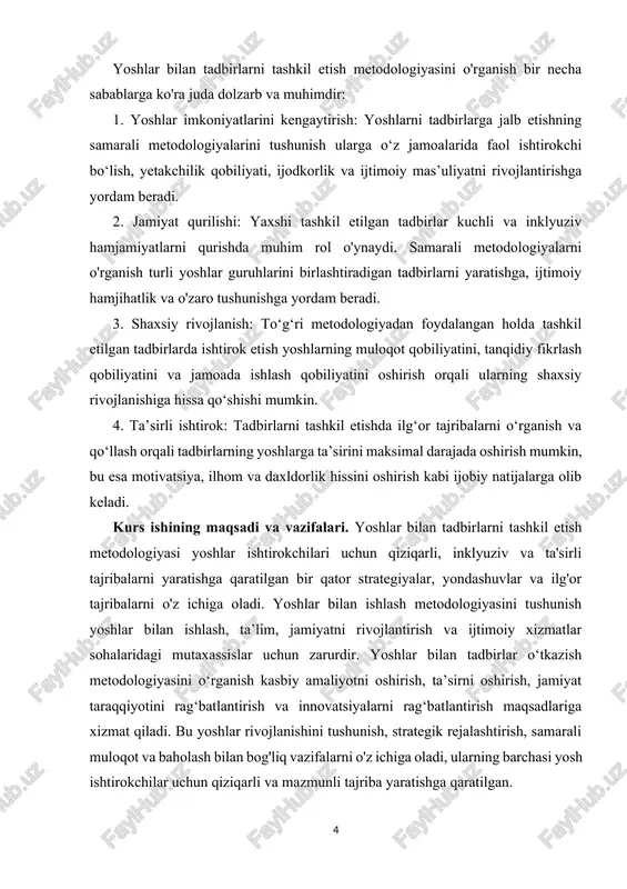 viy - ma’rifiy ishlarning printsiplari o’qituvchi - tarbiyachilarga yo’l - yo’riq ko’rsatuvchi talablar, qoidalar yig’indisi hisoblanib, u barkamol insonni tarbiyalashning vazifalari bilan belgilanadi va umuminsoniy tarbiya to’grisidagi ta’limotga hamda ilmiy pedagogik ma’lumot erishgan yutuqlarga asoslanib, uning qonuniyatlarini aks ettiradi. shuning uchun ma’naviy - ma’rifiy tarbiya jarayonida bu printsiplarga rioya qilish uning samaradorligini oshiradi, sifat ko’rsatkichini rivojlantiradi. hozirgi zamon jahon va milliy pedagogika nazariyalariga asoslanib, ma’naviy - ma’rifiy tarbiya ishlarini quyidagicha guruhlash mumkin: - ma’naviy - ma’rifiy tarbiya ishlarining ijtimoiy yo’nalganlik printsipi; - ixtiyoriylik, mustaqillik, o’yin va romantika printsipi; - ishda ijodkorlik, tashabbuskorlik, yangilikka intilish nuqtainazaridan yondashish prinsipi; ma’naviy - ma’rifiy tarbiya ishlarining rejaliligi va tadbirlarning o’quvchi — tarbiyalanuvchilar kuchiga mosligi prinsipi; ma’naviy - ma’rifiy tarbiya ishlarining muntazamliligi, davomiyligi, uzviyligi va o’zaro ta’sirchanligi prinsipi; ma’naviy - ma’rifiy tarbiya ishlarini tashkil etishda tarbiyalanuvchilarning yosh va individual xususiyatlarini hisobga olish prinsipi. inson yer yuzidagi mavjudotlardan, o’zining maqsadga yo’naltirilgan harakatlari bilan keskin farq qiladi. …