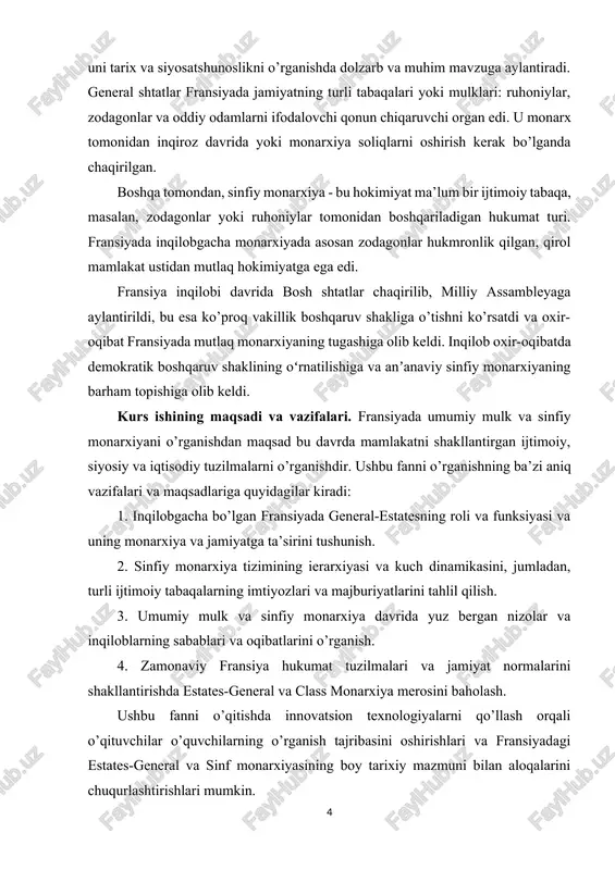 -qarshiliklar va sinfiy kurashning keskinlashuvi bilan bogʻliq boʻlib, feodal davlatni mustahkamlash zaruriyatini tugʻdirdi. estates generalining peshqadamlari qirollik kengashining kengaytirilgan yig’ilishlari (shahar rahbarlari ishtirokida), shuningdek, provintsiyalar yig’ilishlari (viloyat shtatlarini ishga tushirish) edi. birinchi generallar 1302 yilda filipp iv va papa bonifats viii o’rtasidagi mojaro paytida chaqirilgan. filipp iv chalkashliklarga yo’l qo’ymaslik uchun yig’ilish o’tkazib, u nafaqat cherkov va dunyoviy feodallarni, balki har bir shahardan ikkita deputatni taklif qildi. uchrashuv parijning asosiy cherkovi - notr-dam soborida bo’lib o’tdi. guvohlarning so’zlariga ko’ra, qirol papaning da’volariga qarshi kurashda "do’st sifatida so’radi va xo’jayin sifatida" mulklardan yordam so’radi. uning nomidan shahar deputatlari so’zga chiqdi. ular podshoh uchun o’limga tayyor ekanliklarini e’lon qildilar. general shtatlarning chaqiruvi mamlakatdagi vaziyatni barham topdi va markaziy hukumatga qarshi ehtimoliy ochiq isyonning oldini oldi. ammo mulklar o’rtasida kelishuv bo’lmagan. fransuz dvoryanlari ingliz feodallaridan farqli ravishda nafaqat dehqonchilik va savdo-sotiq bilan shug’ullanmagan, balki shahar aholisini ham ularning orasiga kiritmagan. mulkning umumiy yig’ilishi. …